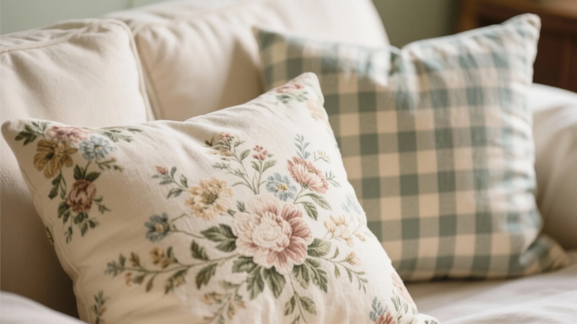 9. Floral or Gingham Soft Furnishings