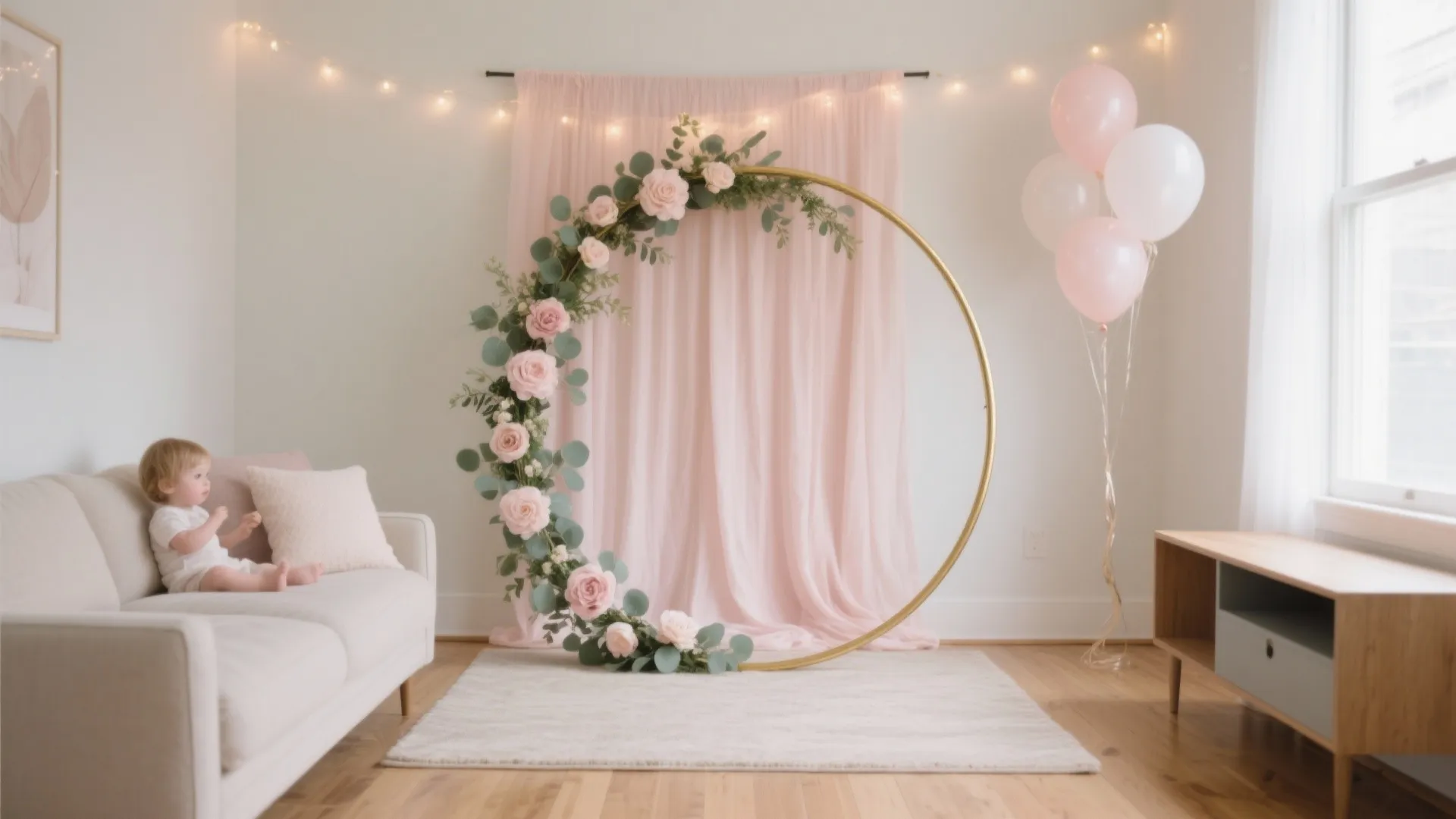 Balloon-Free Floral Hoop Backdrop