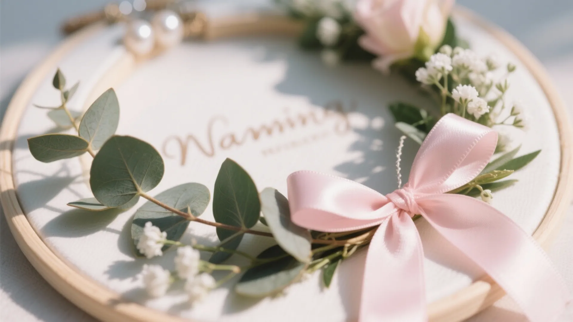 Floral Hoop Backdrop with Name Script