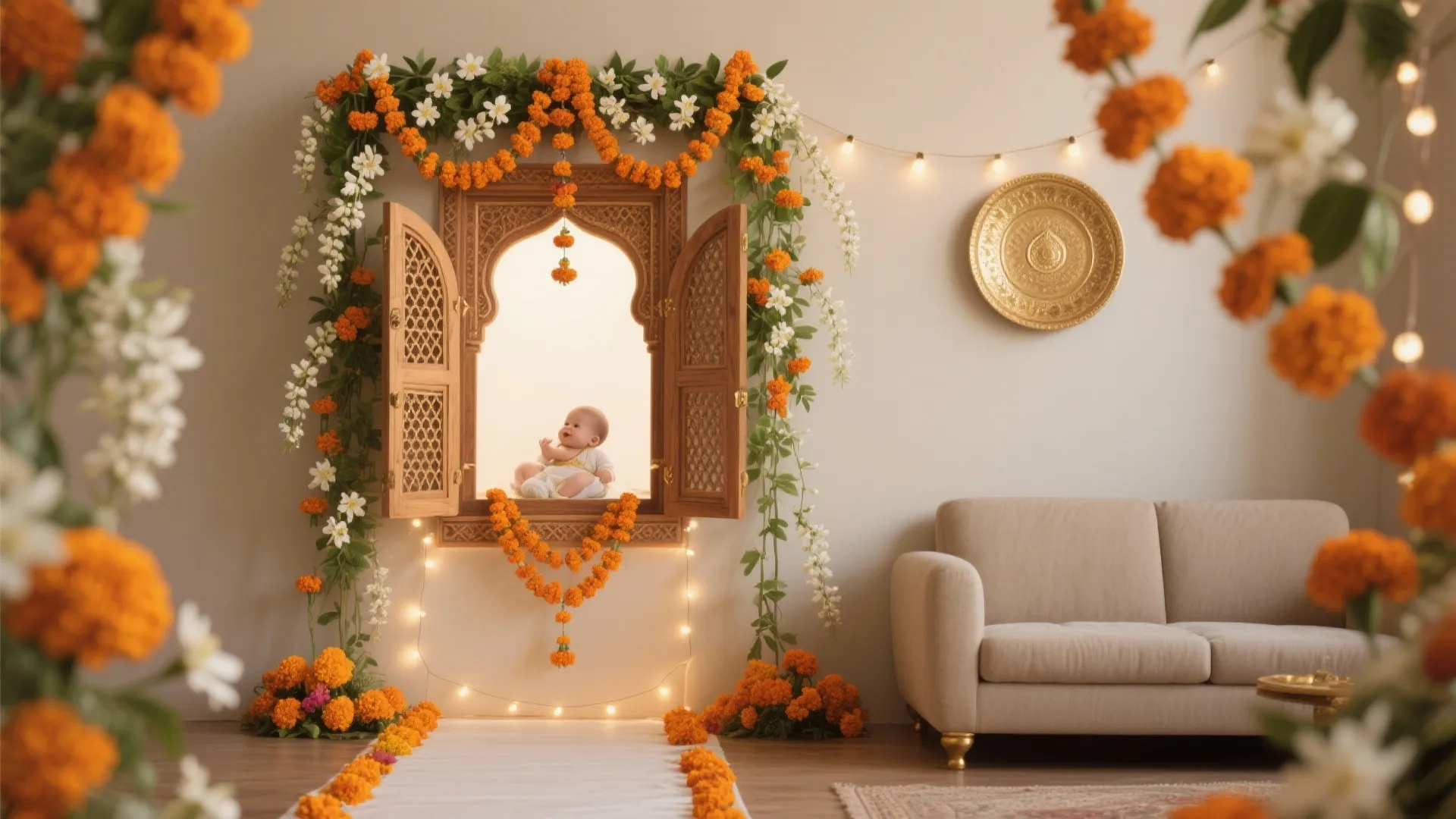 Floral Jharokha Backdrop