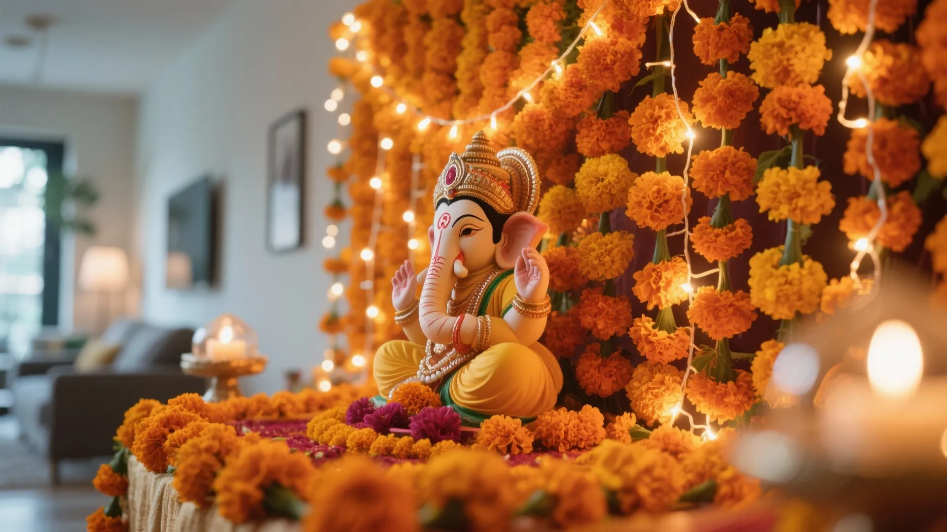 Floral Backdrop with LED Accents