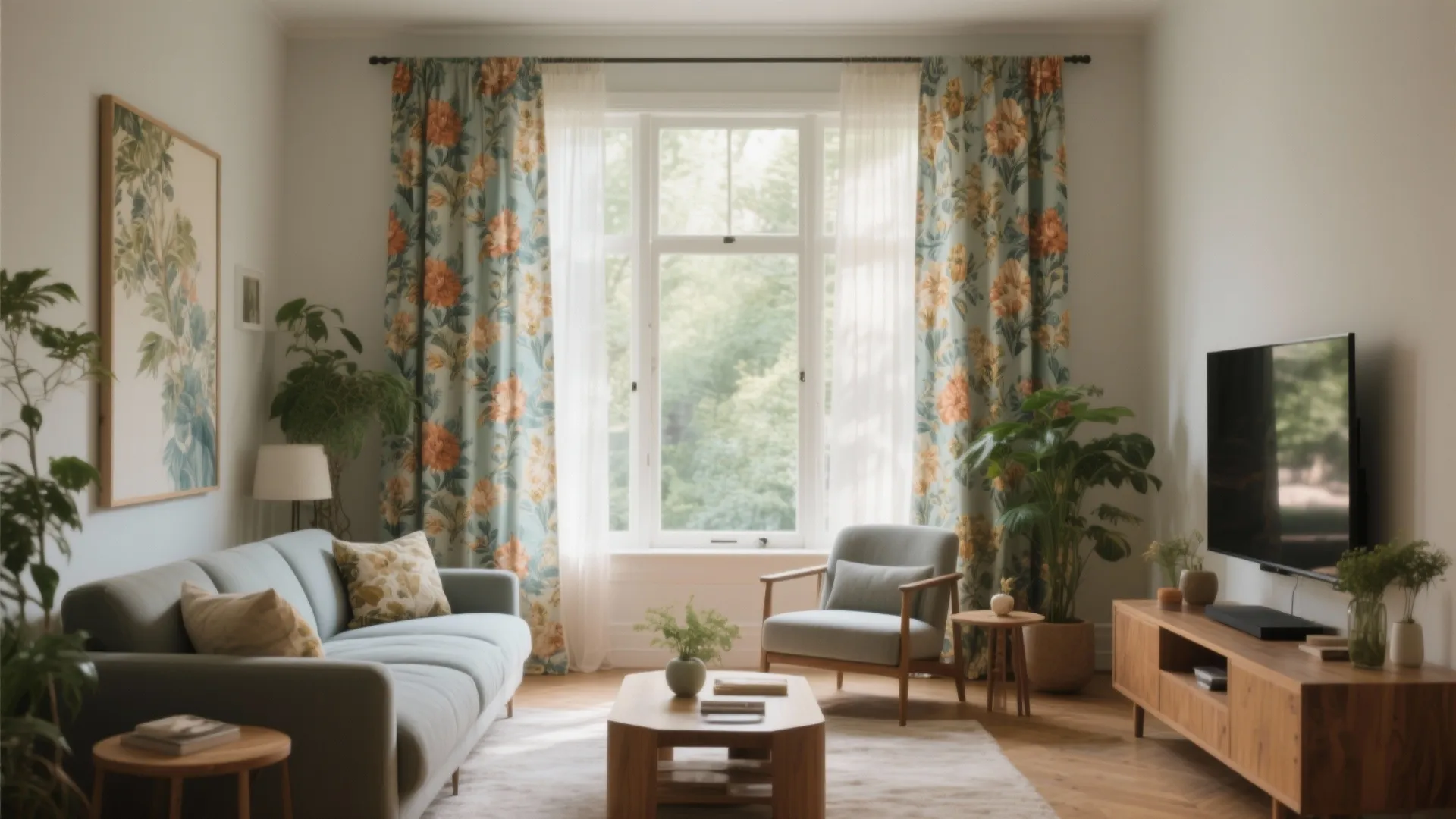 Floral Living Room Curtains: Style Inspiration & Practical Tips: 1 Minute to a Fresh, Vibrant Living Room Makeover