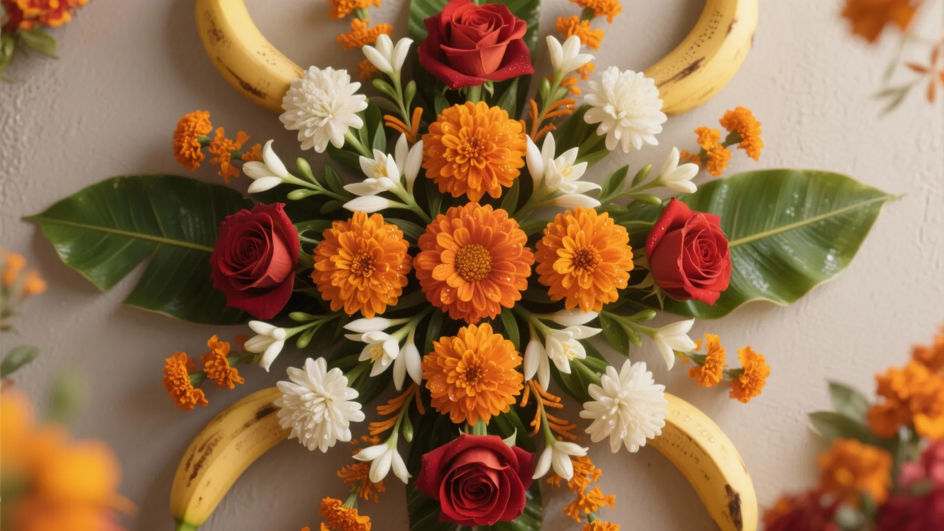 Floral Mandala Backdrop and Fresh Garlands