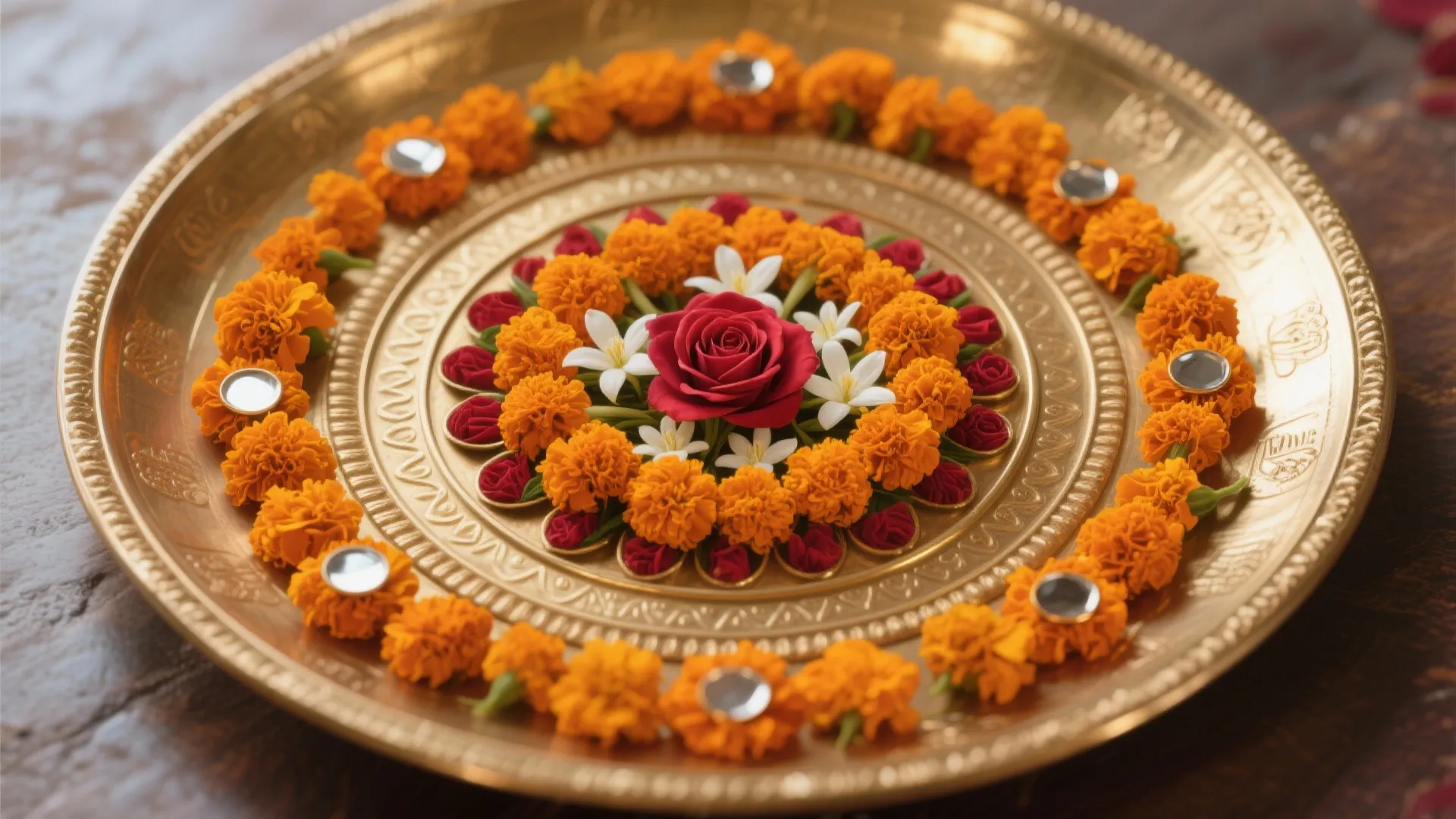Floral Mandala Geometry on the Thali