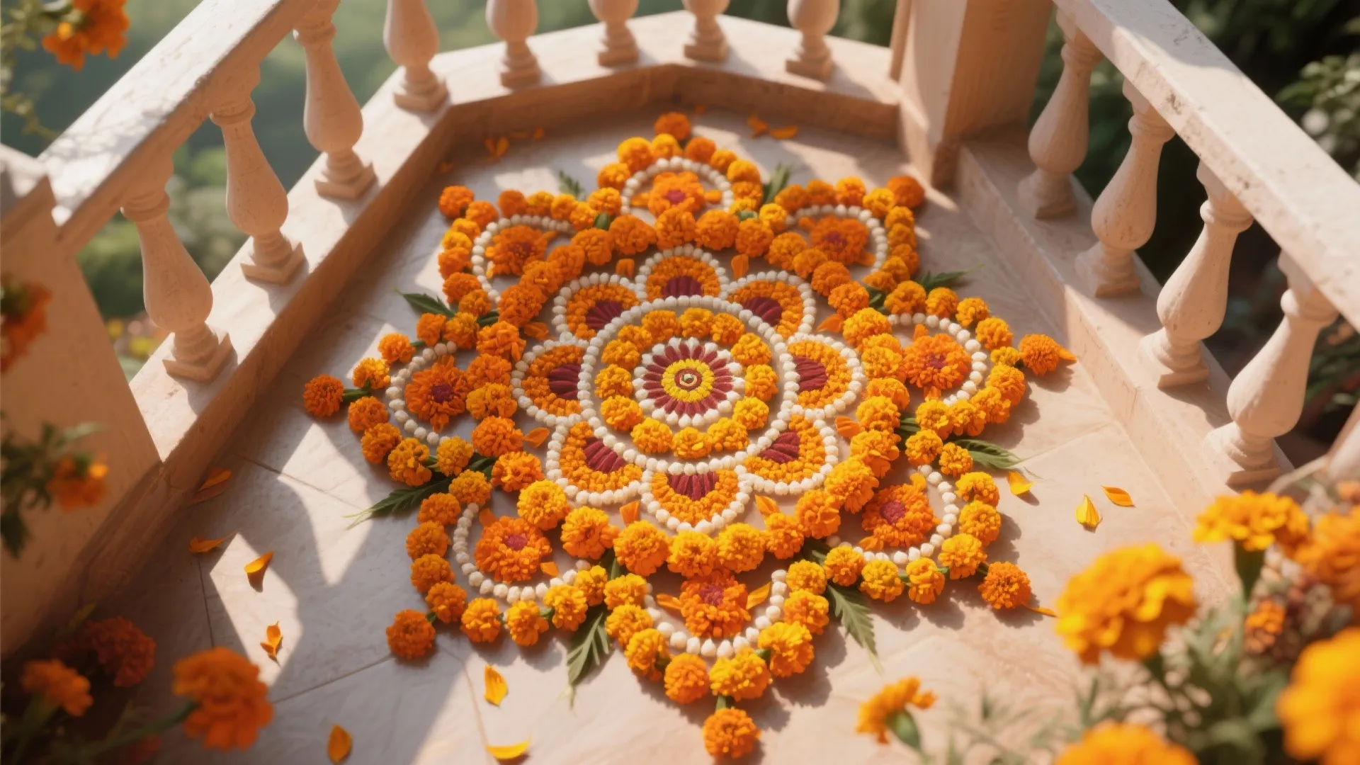 Floral Mandala with Marigolds