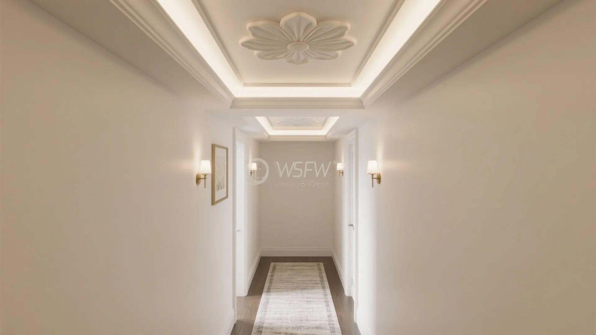 1) Minimal floral molding with hidden lighting