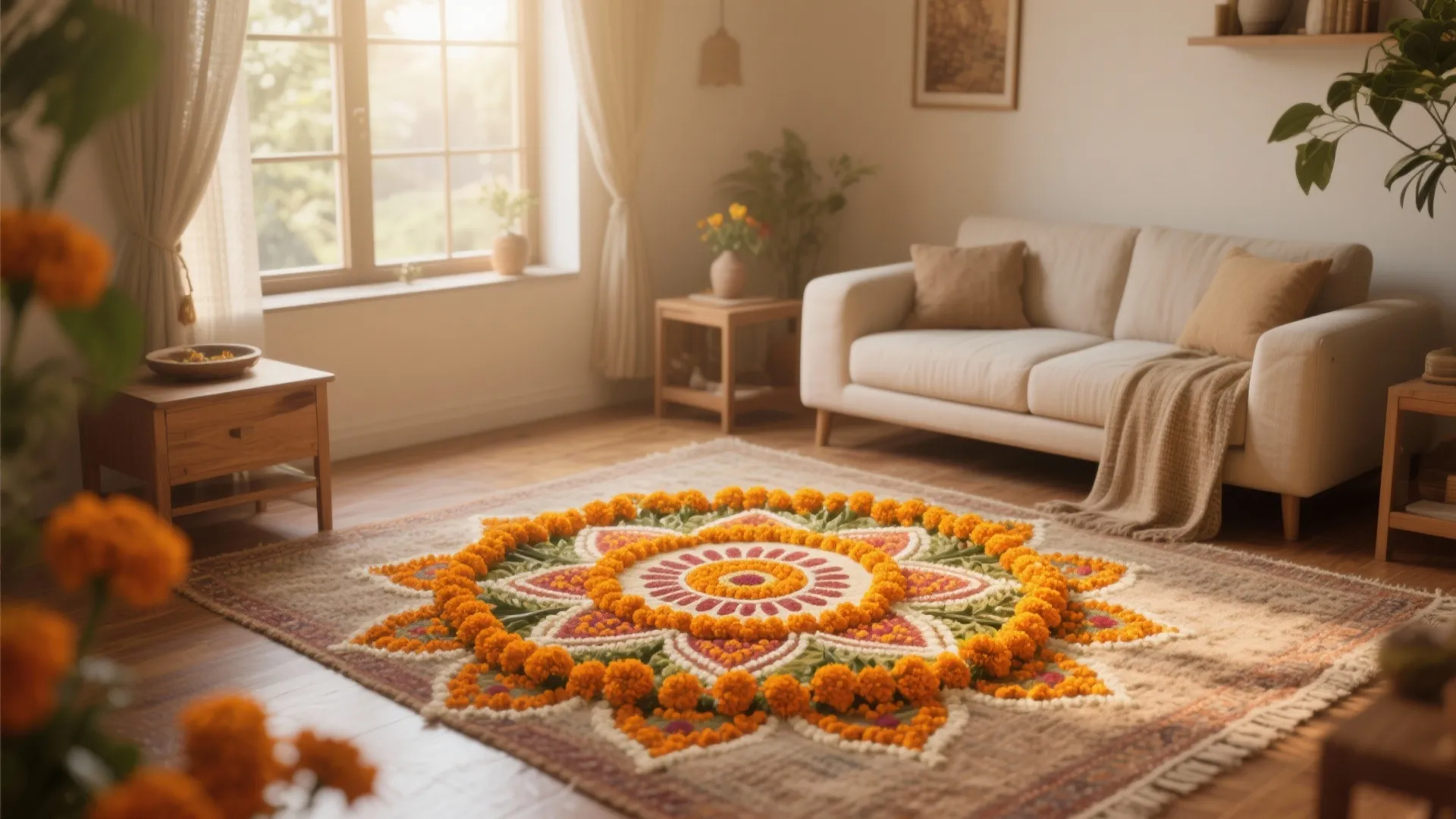 Floral Rangoli Corners