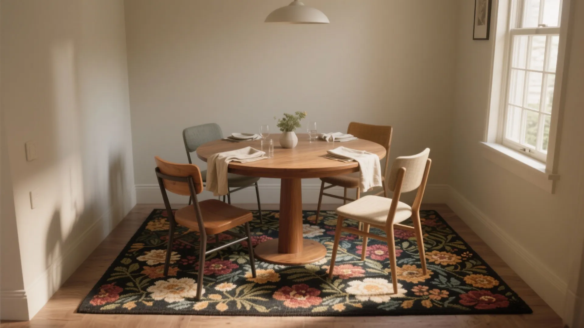 Floral Area Rug 5x8: 5 Dining Room Ideas: Creative ways I style a 5 x 8 floral rug in dining rooms — practical tips from a decade of kitchen and small-space makeovers