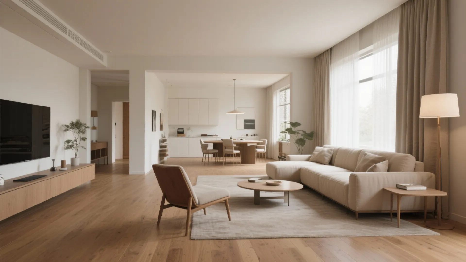 Circulation first in an L-shaped living room