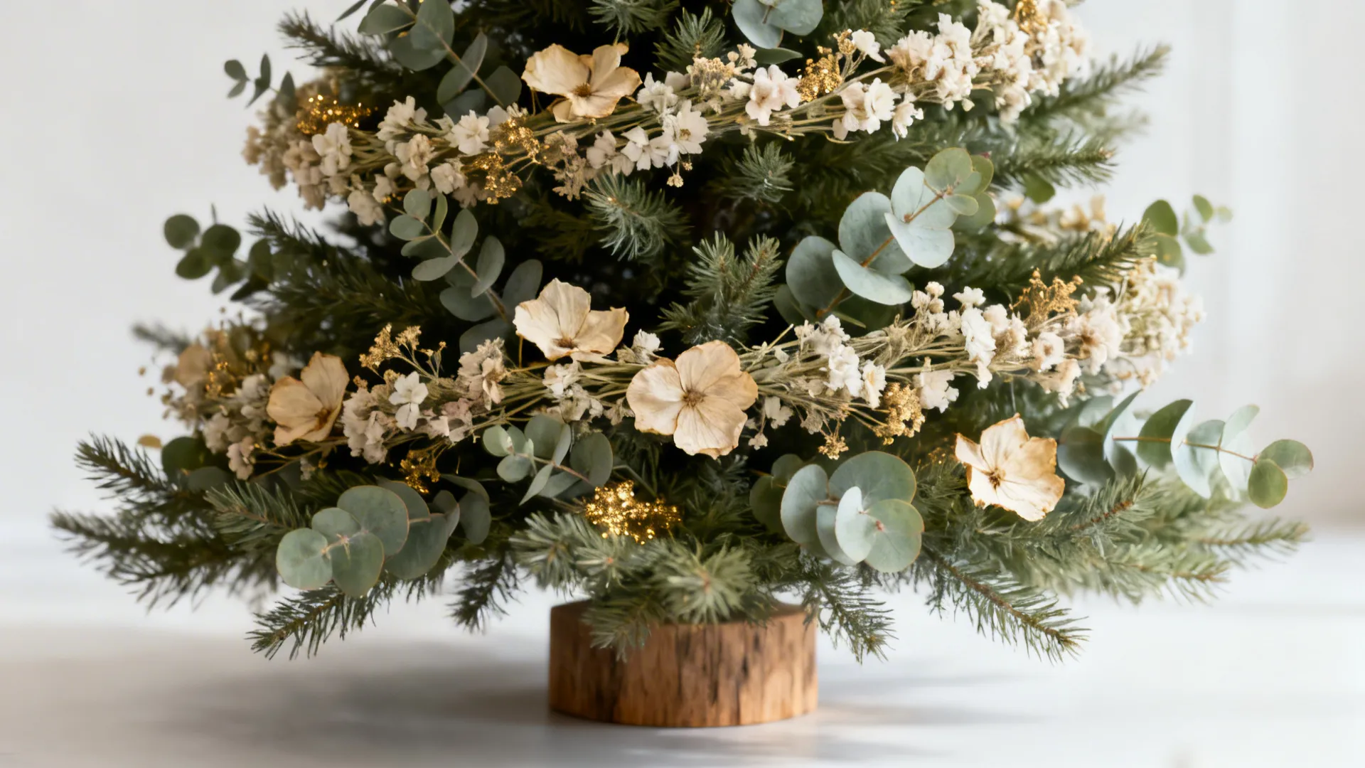 4. Dried Flower Garlands and Eucalyptus Sprigs