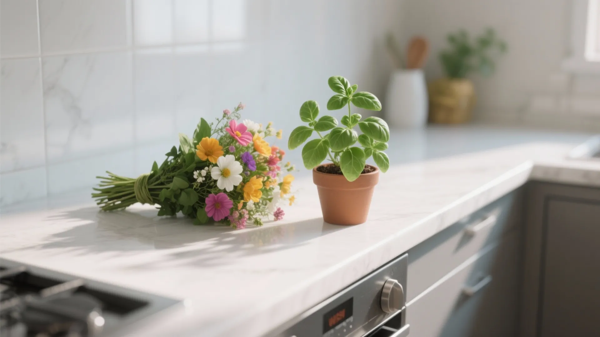 4. Fresh Flowers or Greenery