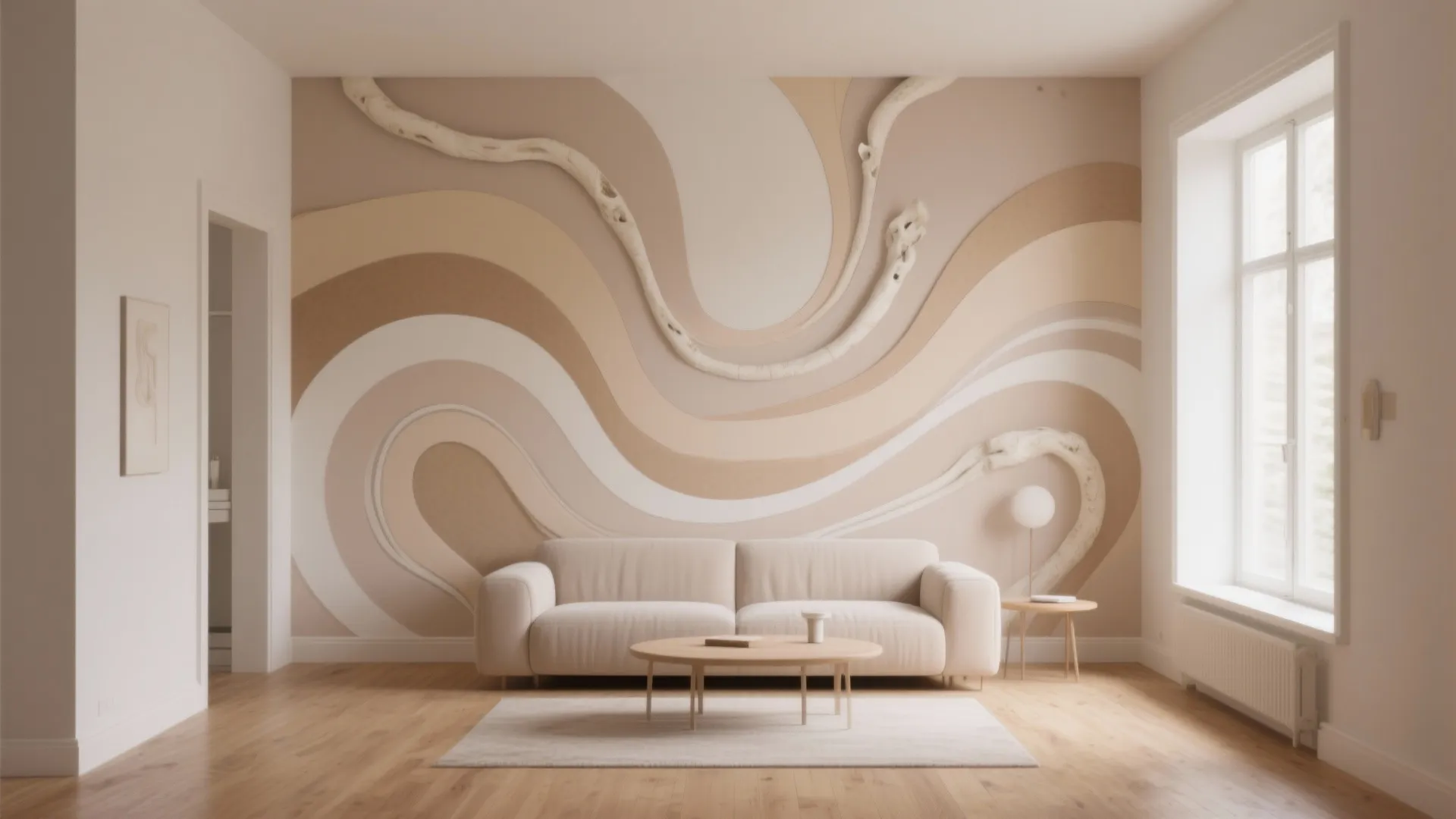 Flowing Mural: Organic Shapes That Stretch the Room
