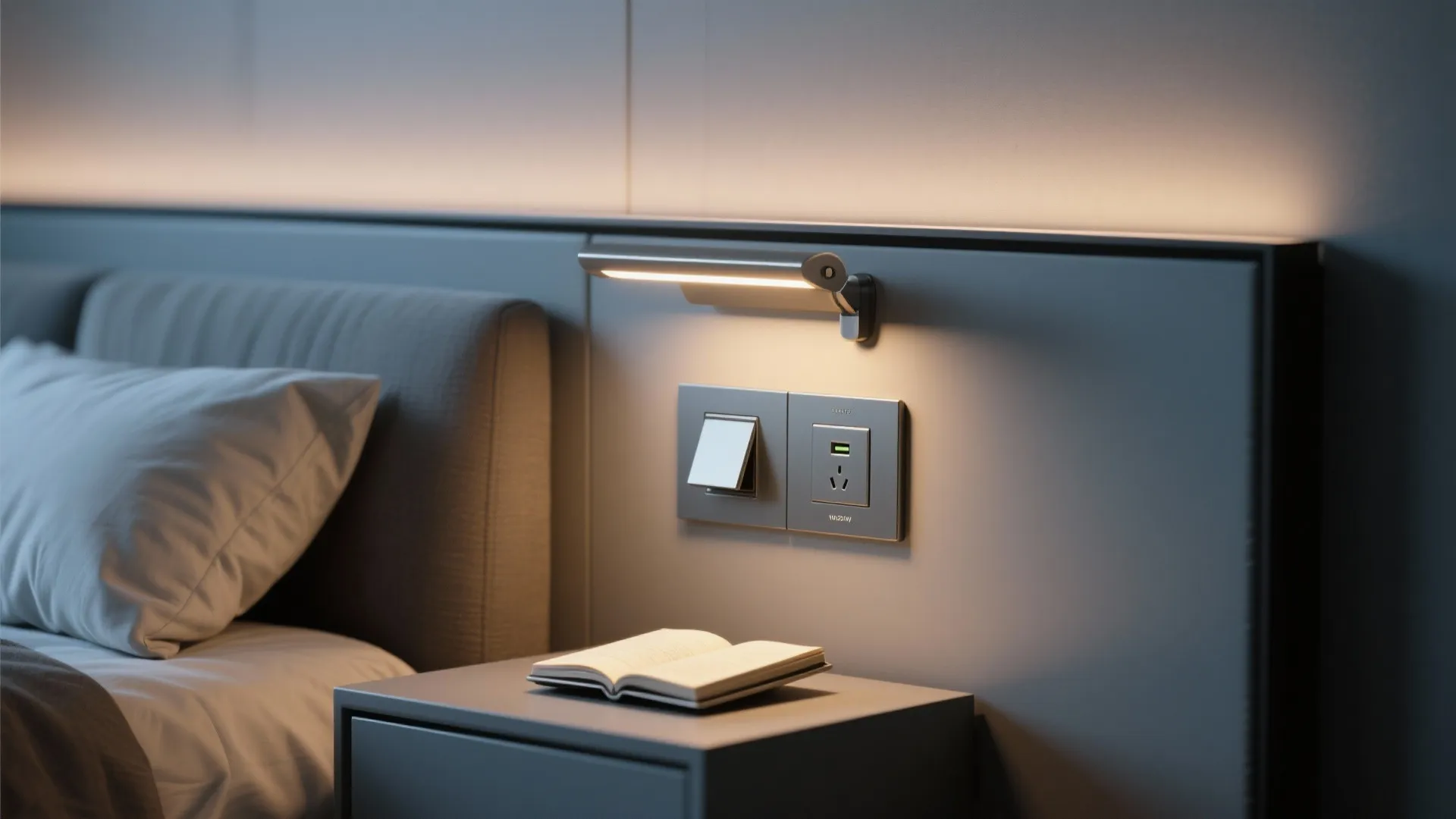 Flush-Mounted Bedside Switches with Reading Lamps