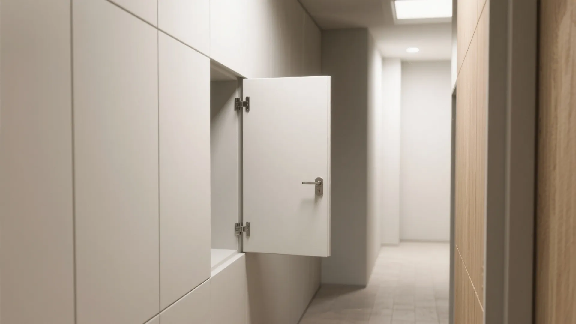 1. Flush-panel hatch with magnetic catch