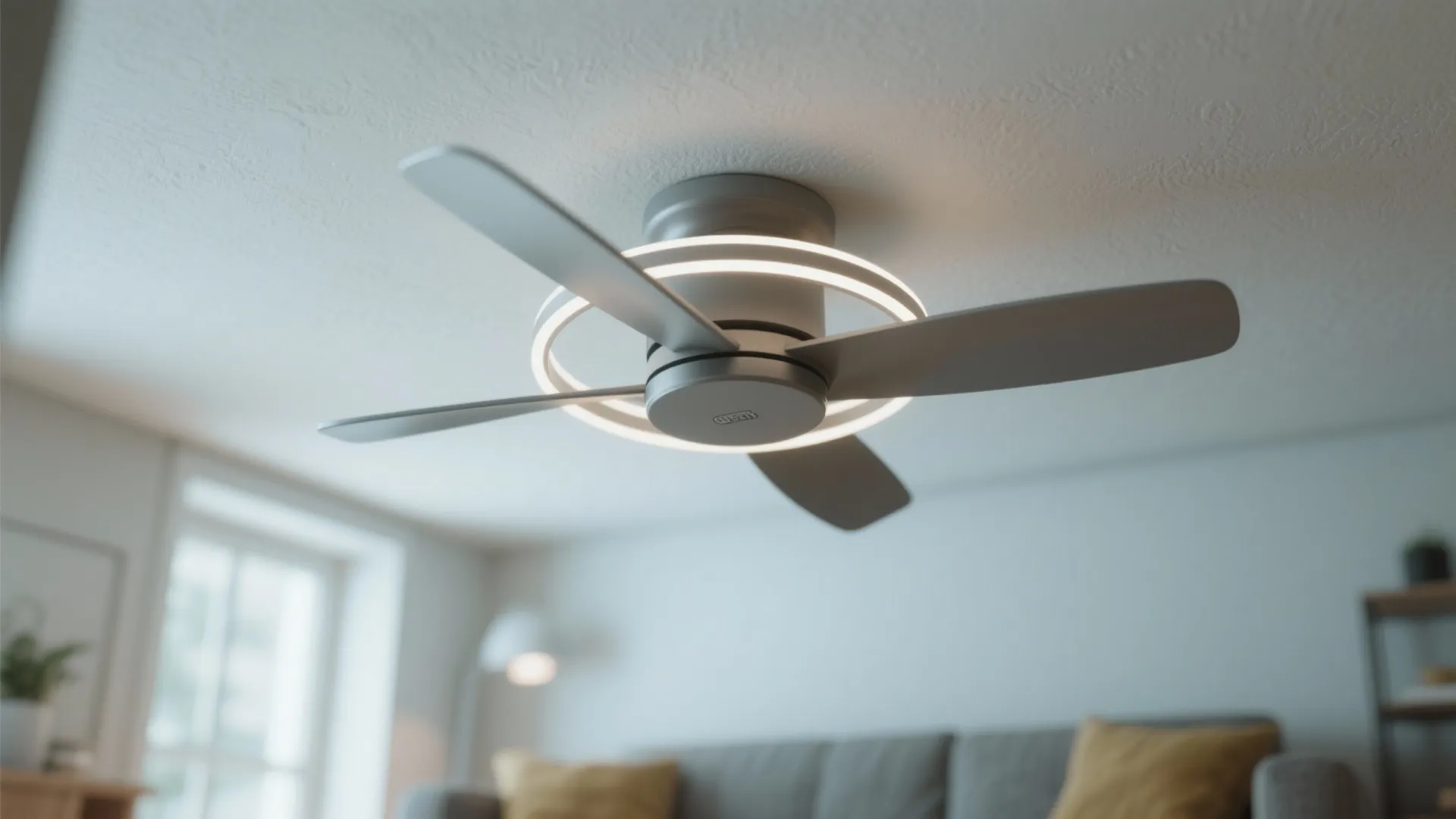 1. Flush-mount ceiling fan with integrated LED