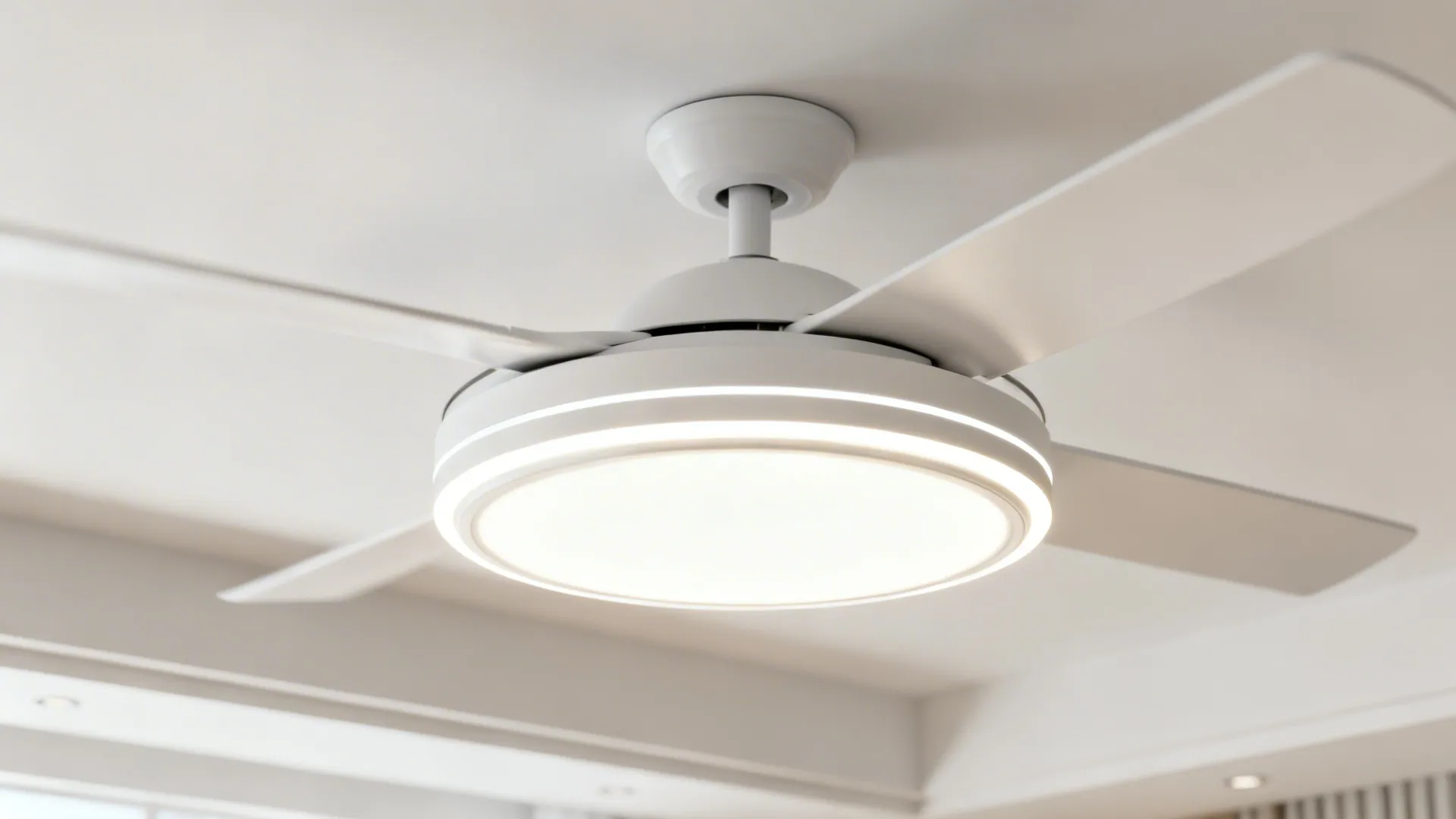 Flush-mount ceiling fan on an 8-foot ceiling with integrated light