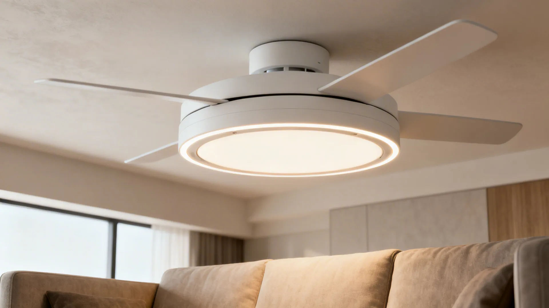 1. Low-profile flush-mount fan with integrated LED