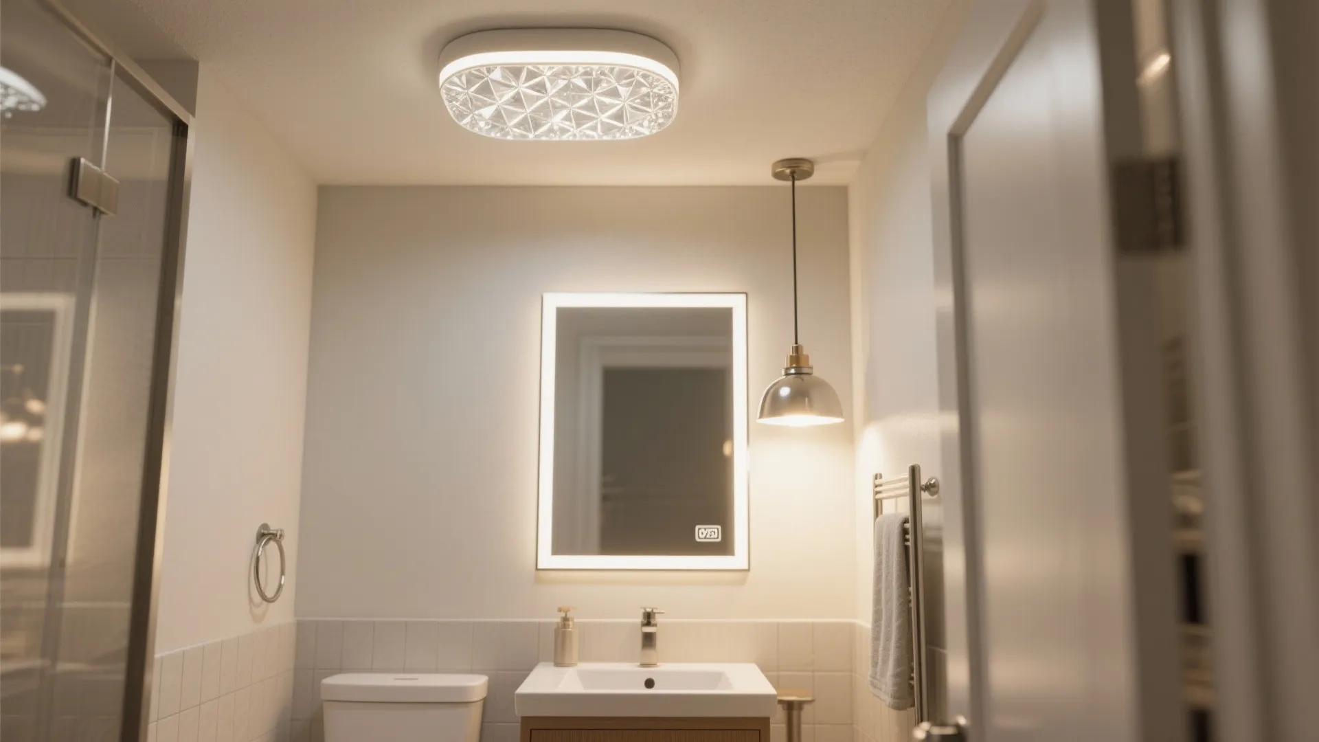 Statement Fixtures: Flush-Mounts, Mini Chandeliers, and Damp-Rated Pendants