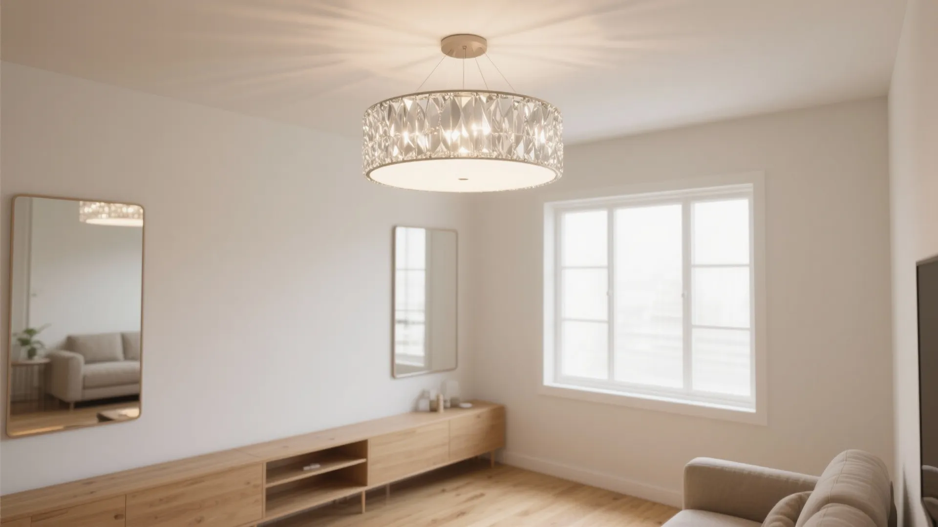 5) Flush-mount “chandelier” for super-low ceilings