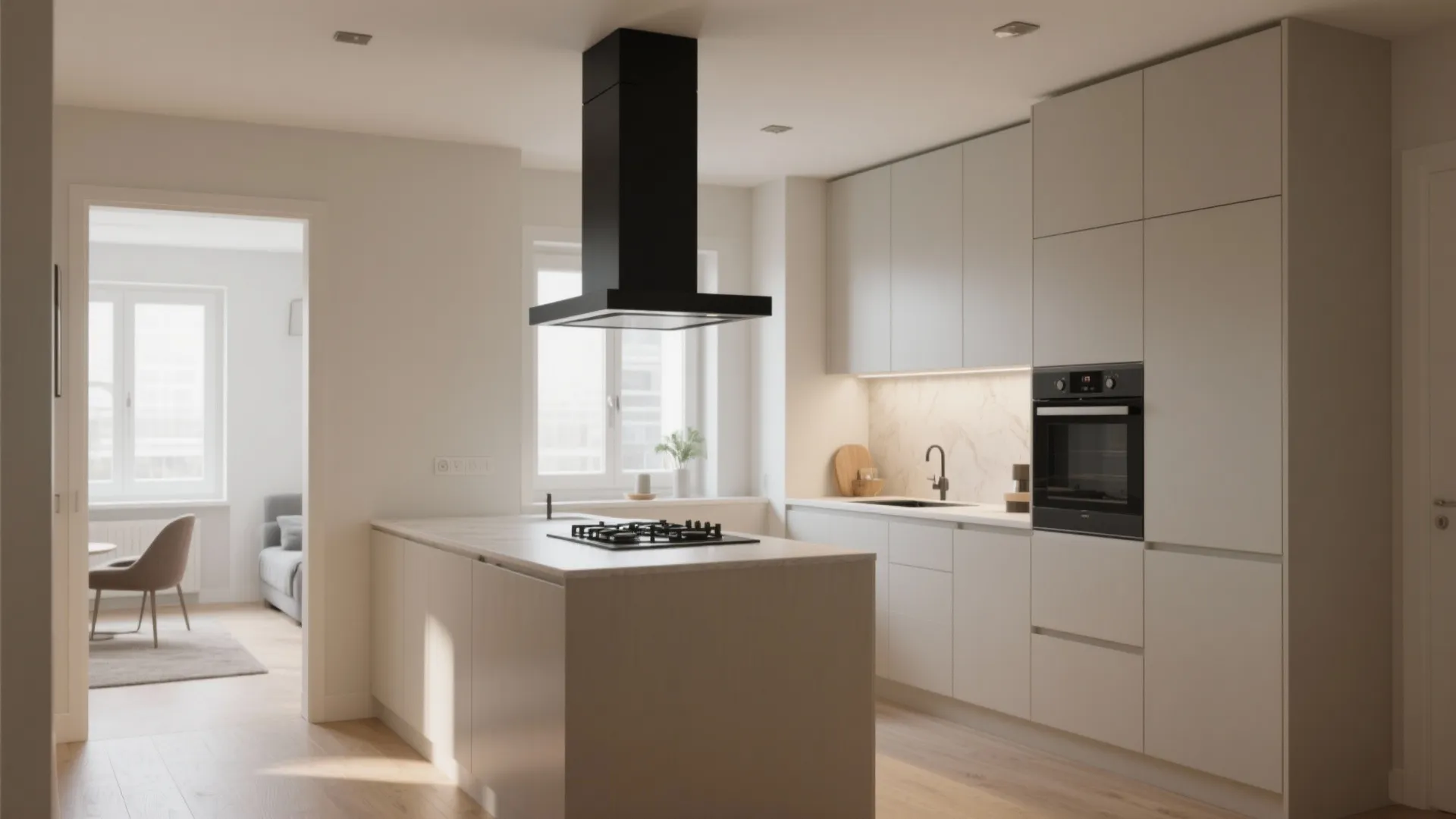 3. Flush-mounted black hoods for minimalist spaces