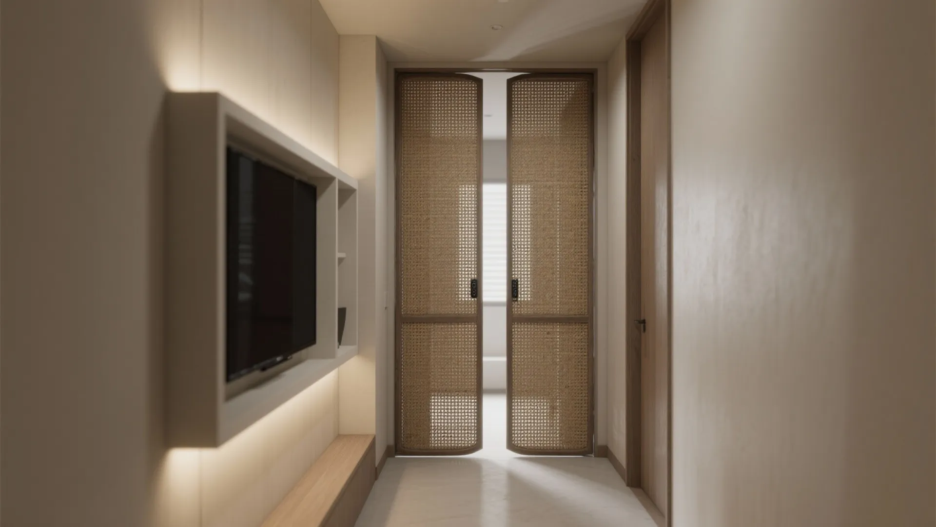 Ultra-slim built-in niche with sliding panels