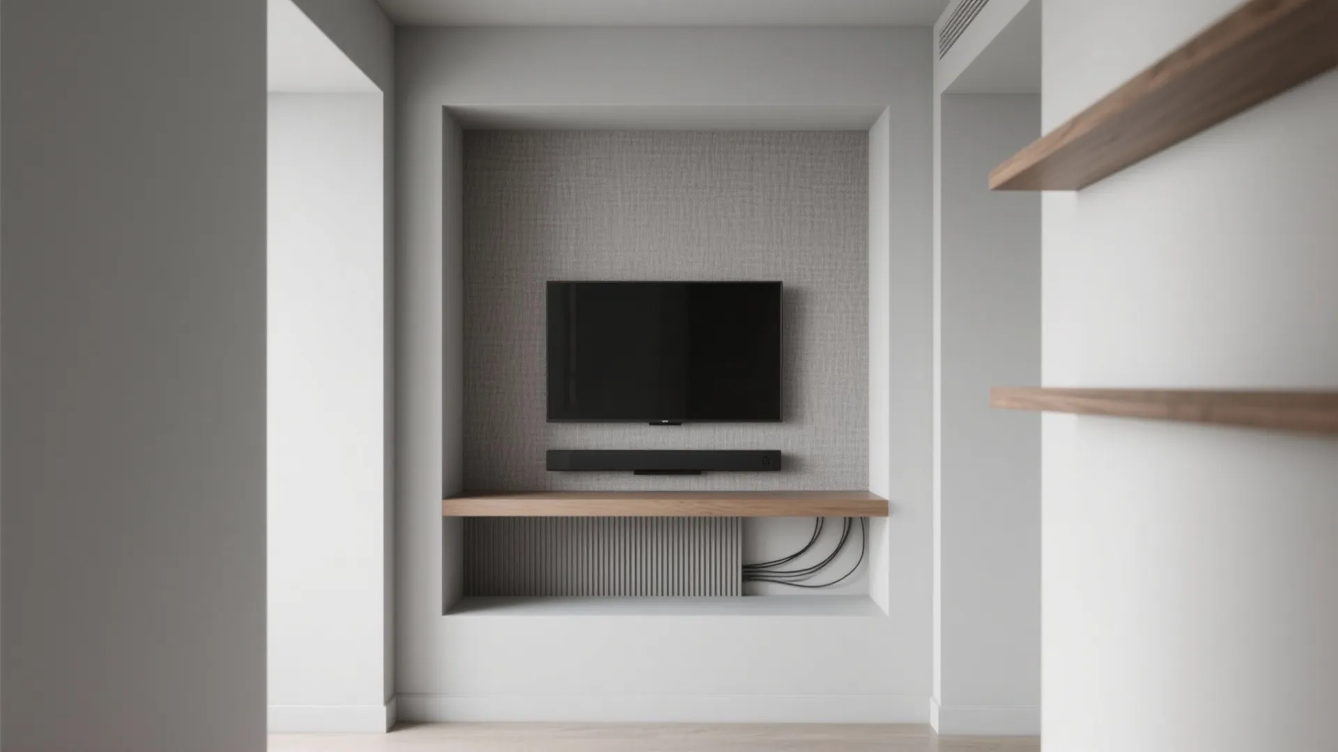 Built-in Niche with Flush TV Mount and Hidden Soundbar