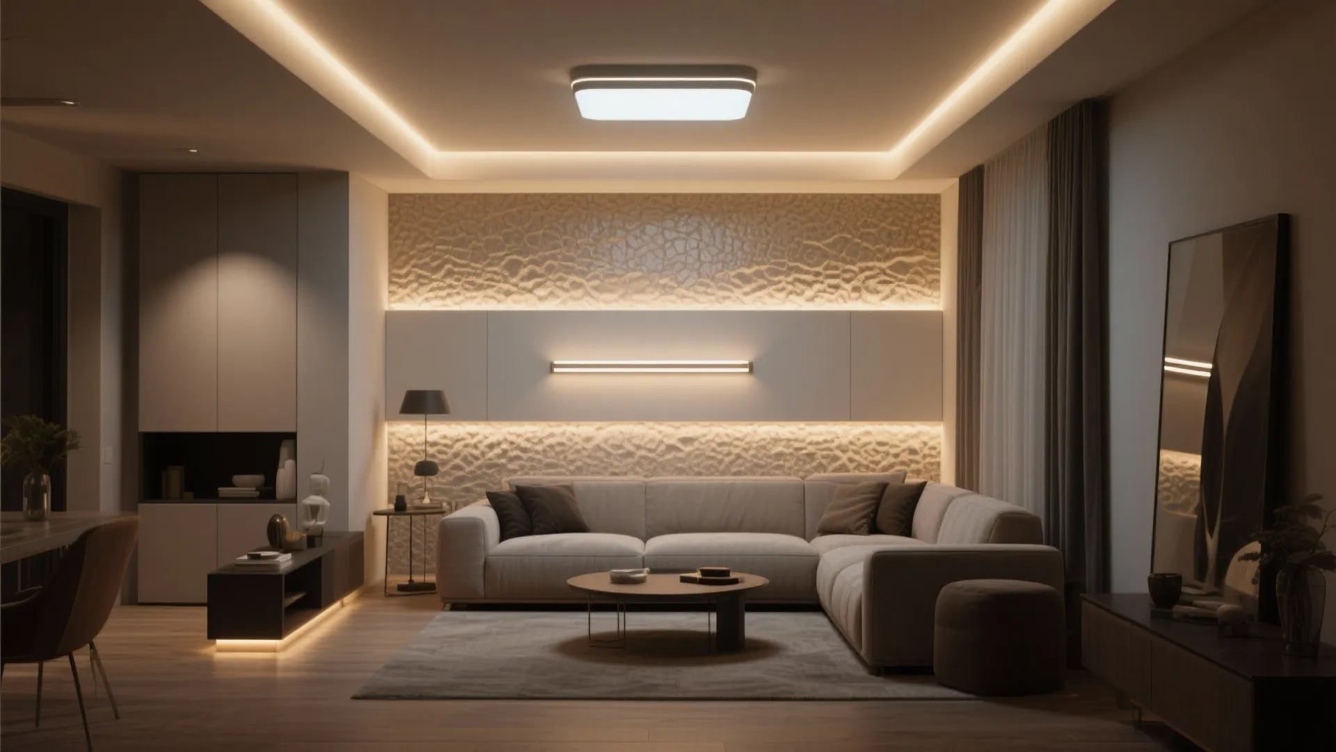 5. Combining Flush Lighting with Wall Wash or Accent Lights