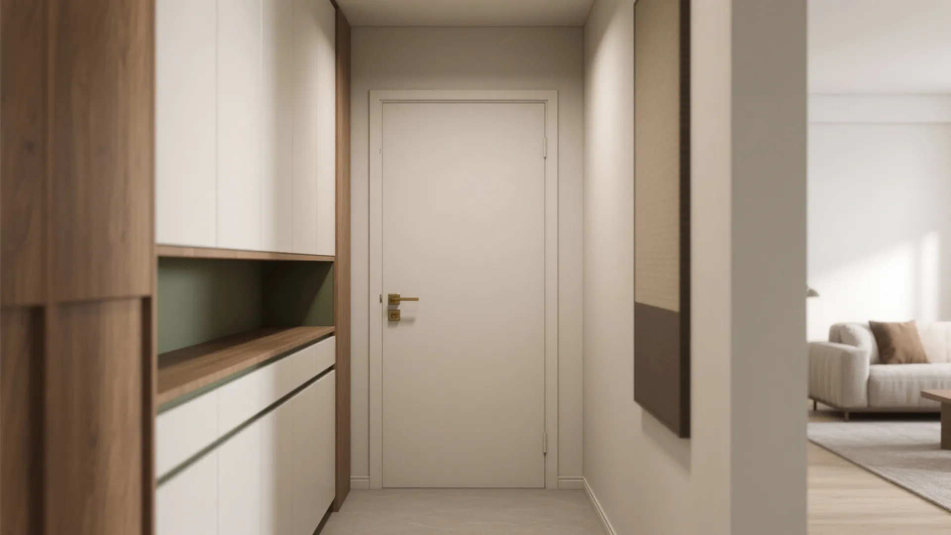 Flush Door + Built-In Storage Wall