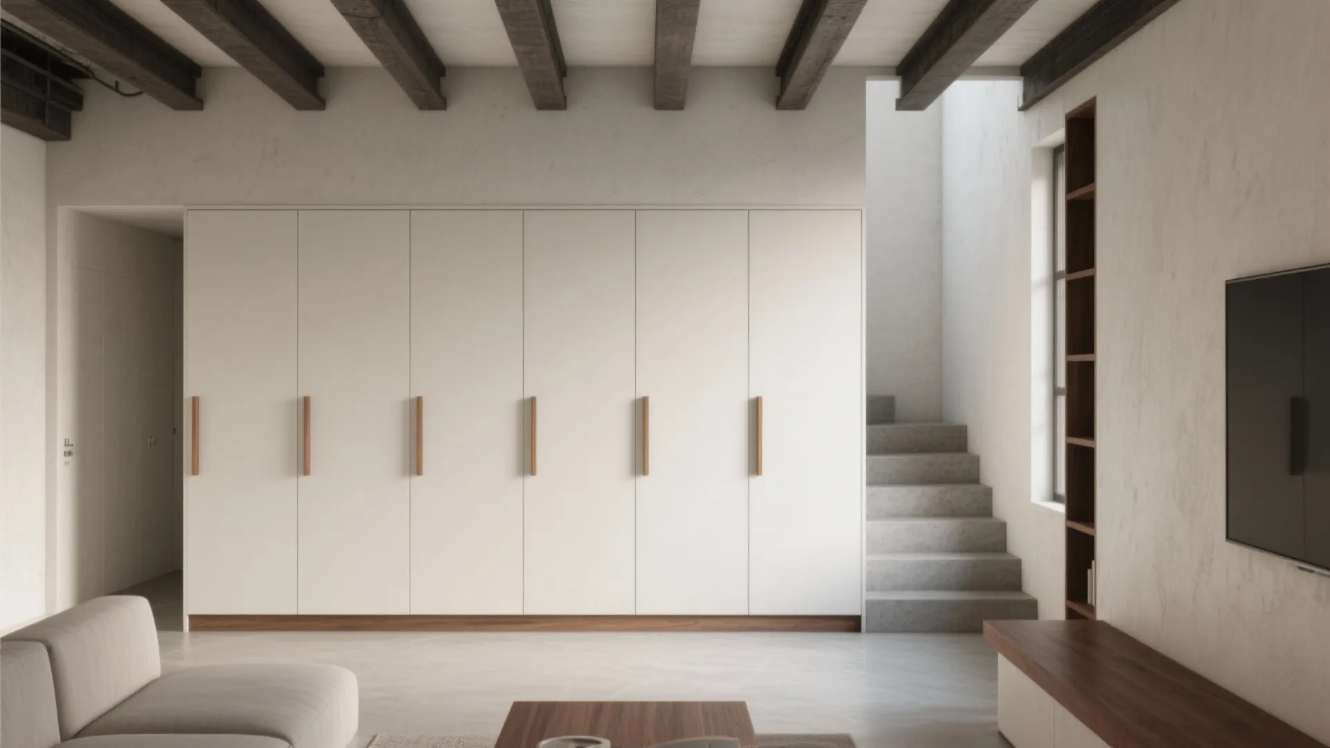 Minimalist storage that blends into the architecture