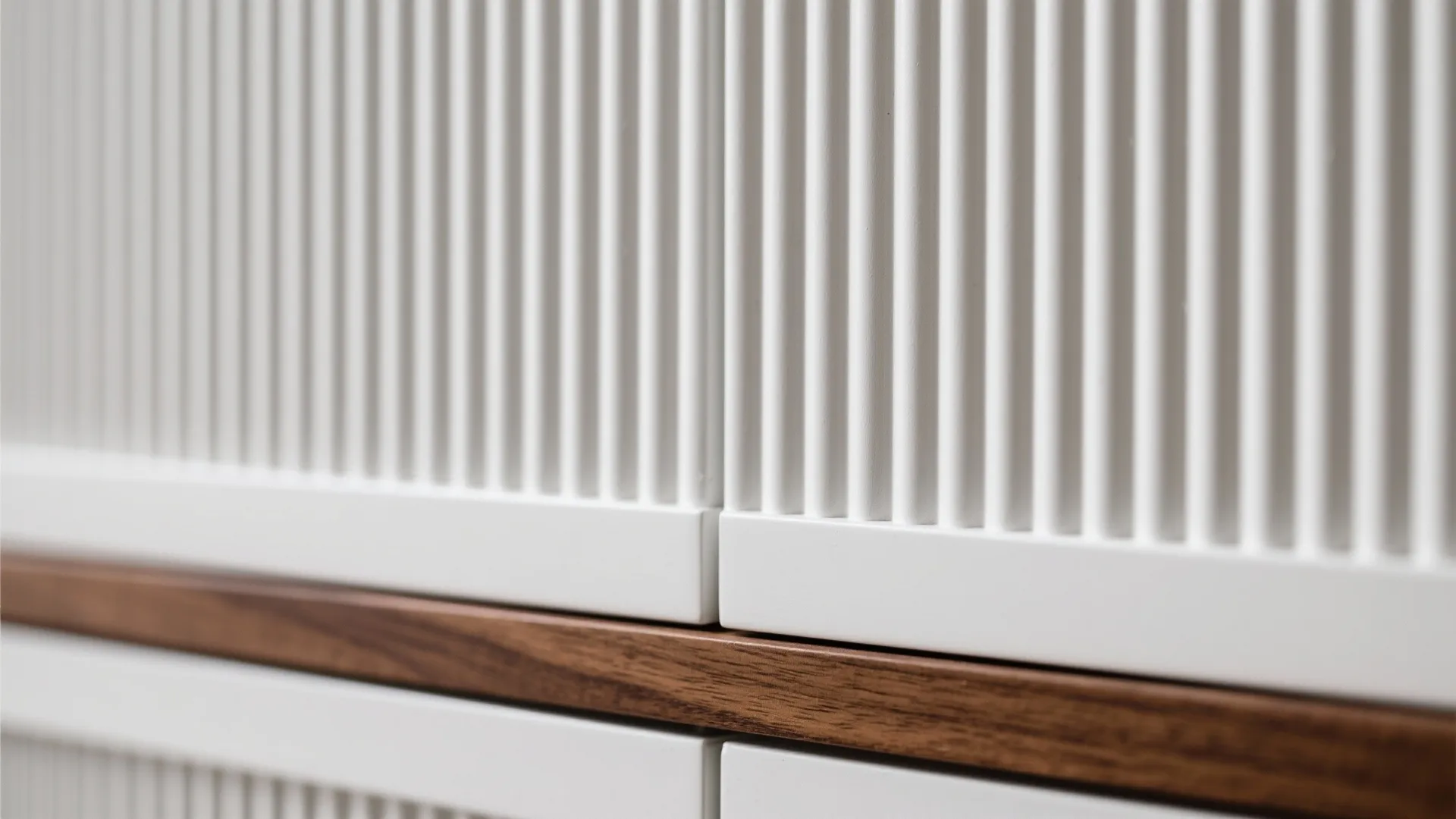 3) Fluted POP panels with warm wood accents