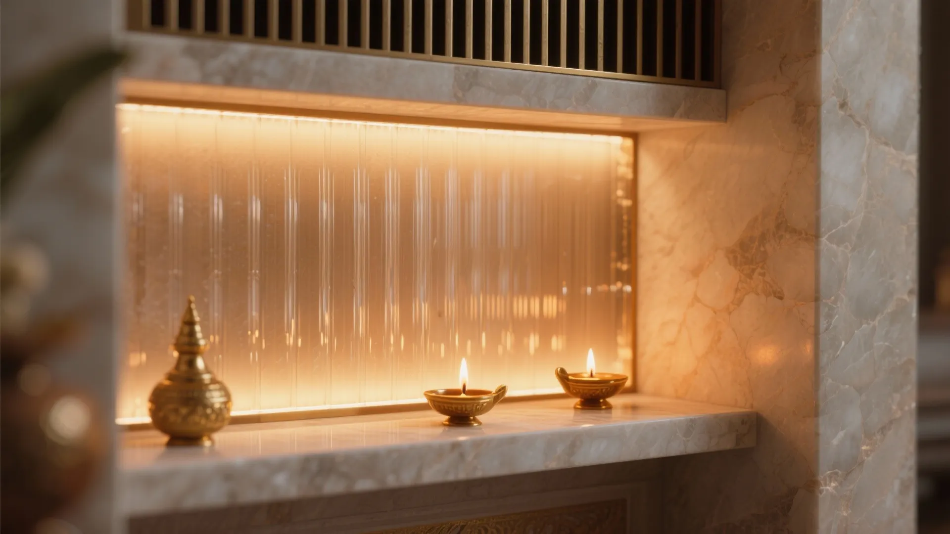 Tip 5: Fluted Glass Alcove With Soft Backlight
