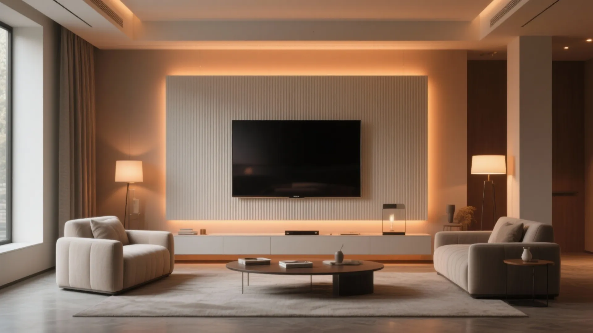 Backlit Fluted TV Panel