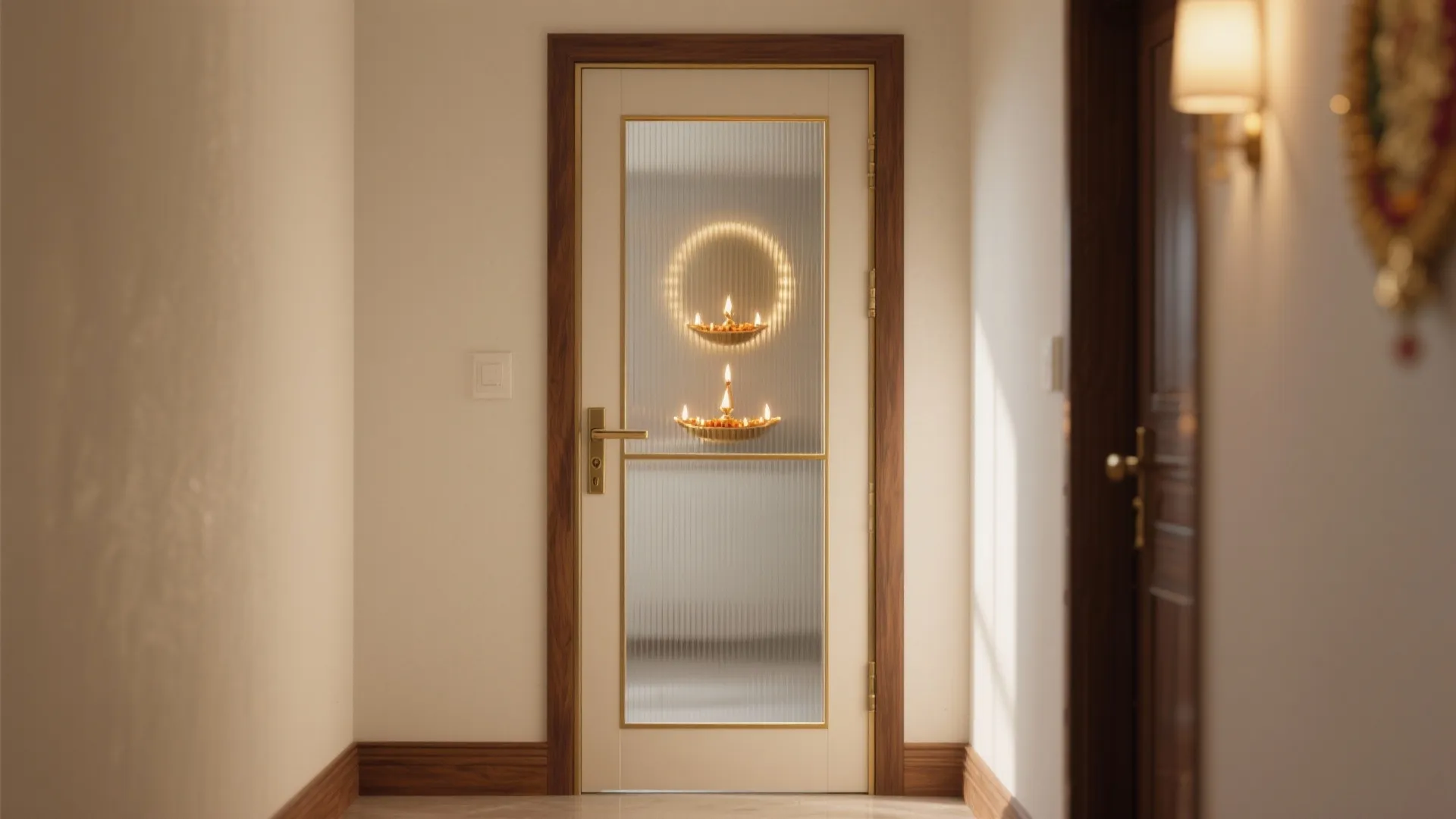 Idea 1: Fluted (Reeded) Frosted Glass with Brass Edge