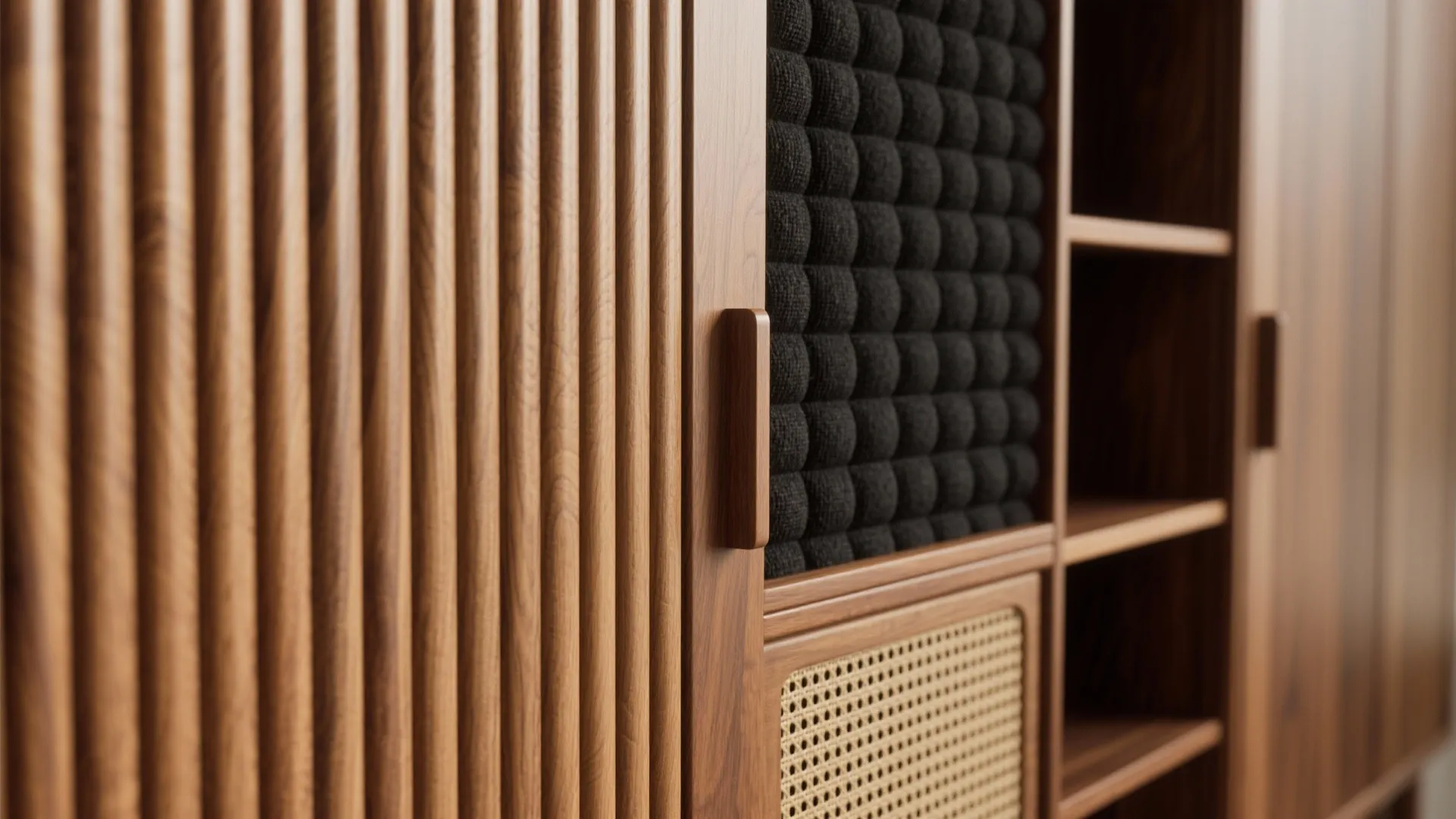 Fluted Wood and Cane Doors for Texture