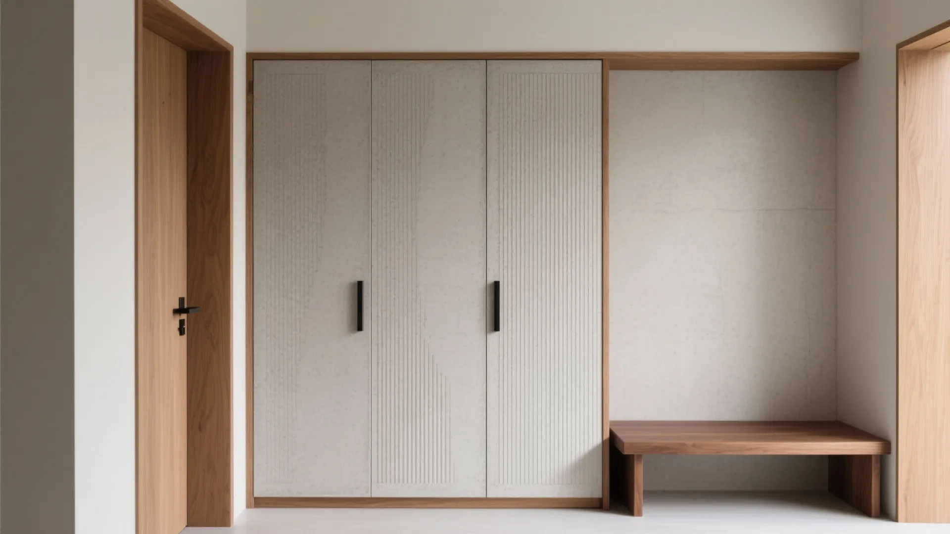 Fluted Cement Panels with Warm Wood Accents