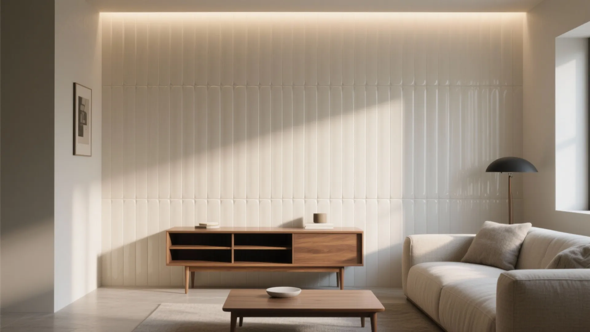 Textured ceramic feature wall