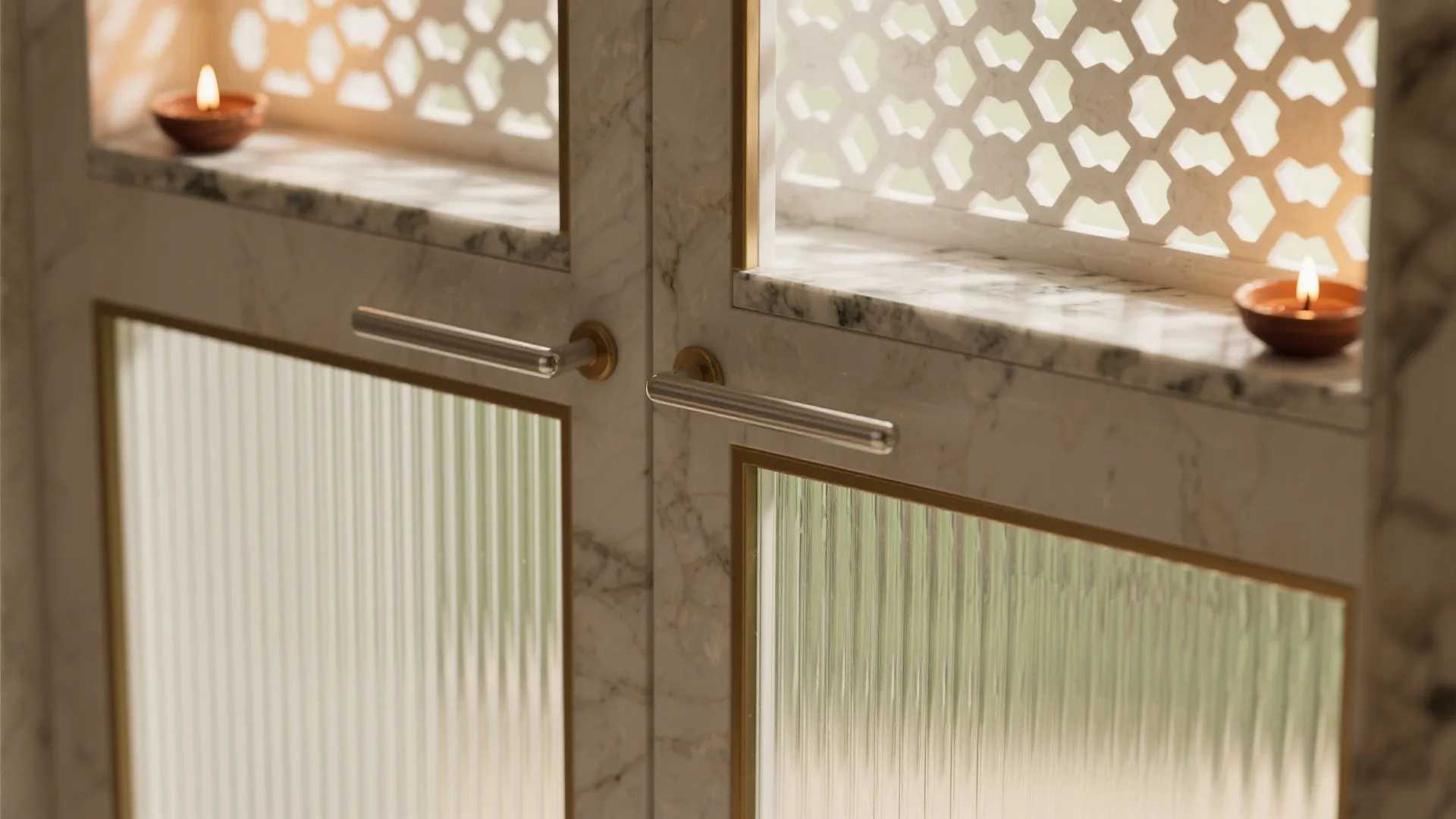 Fluted-glass niche mandir