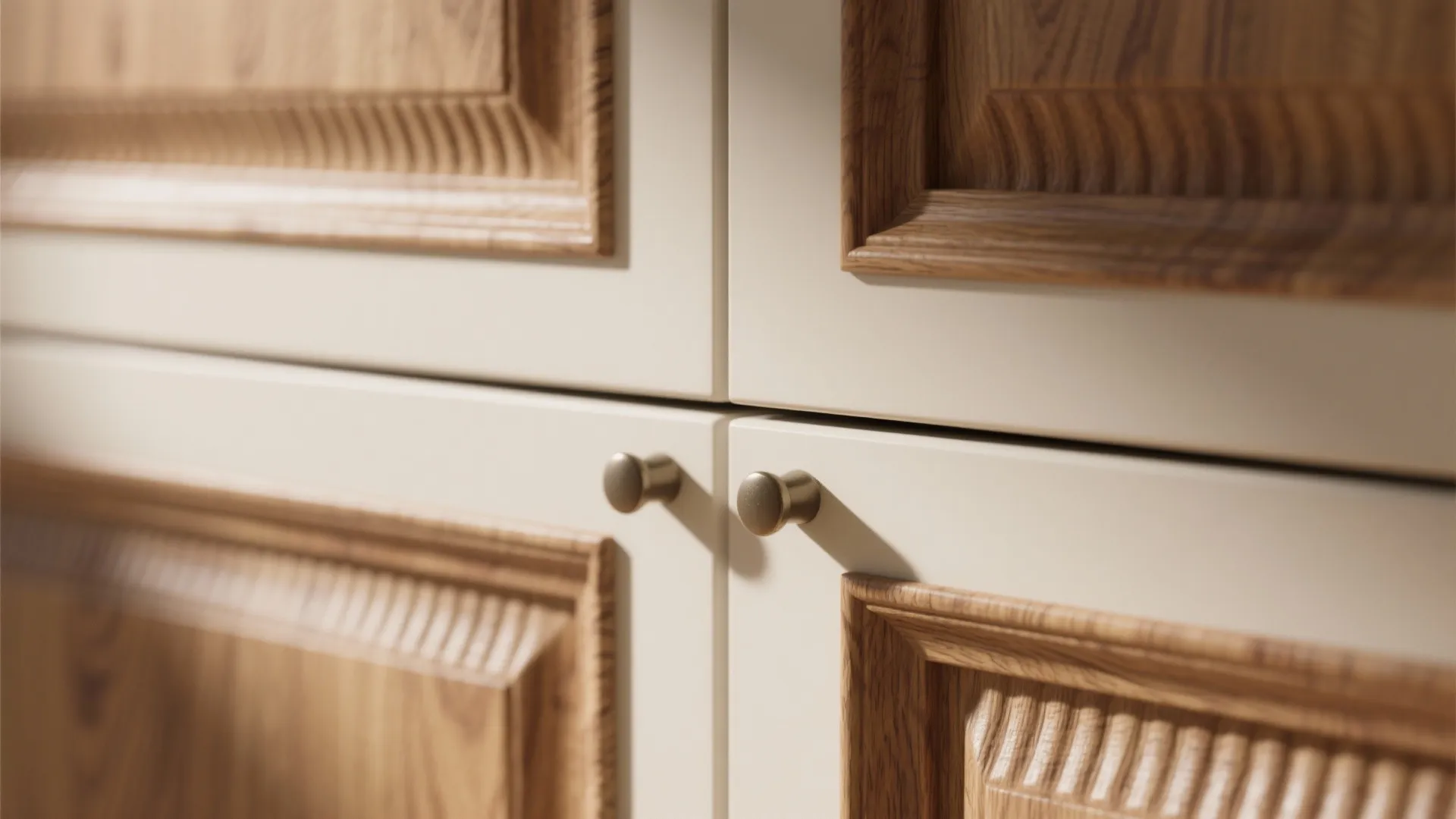 Closed Storage Wall in Warm Wood Tones