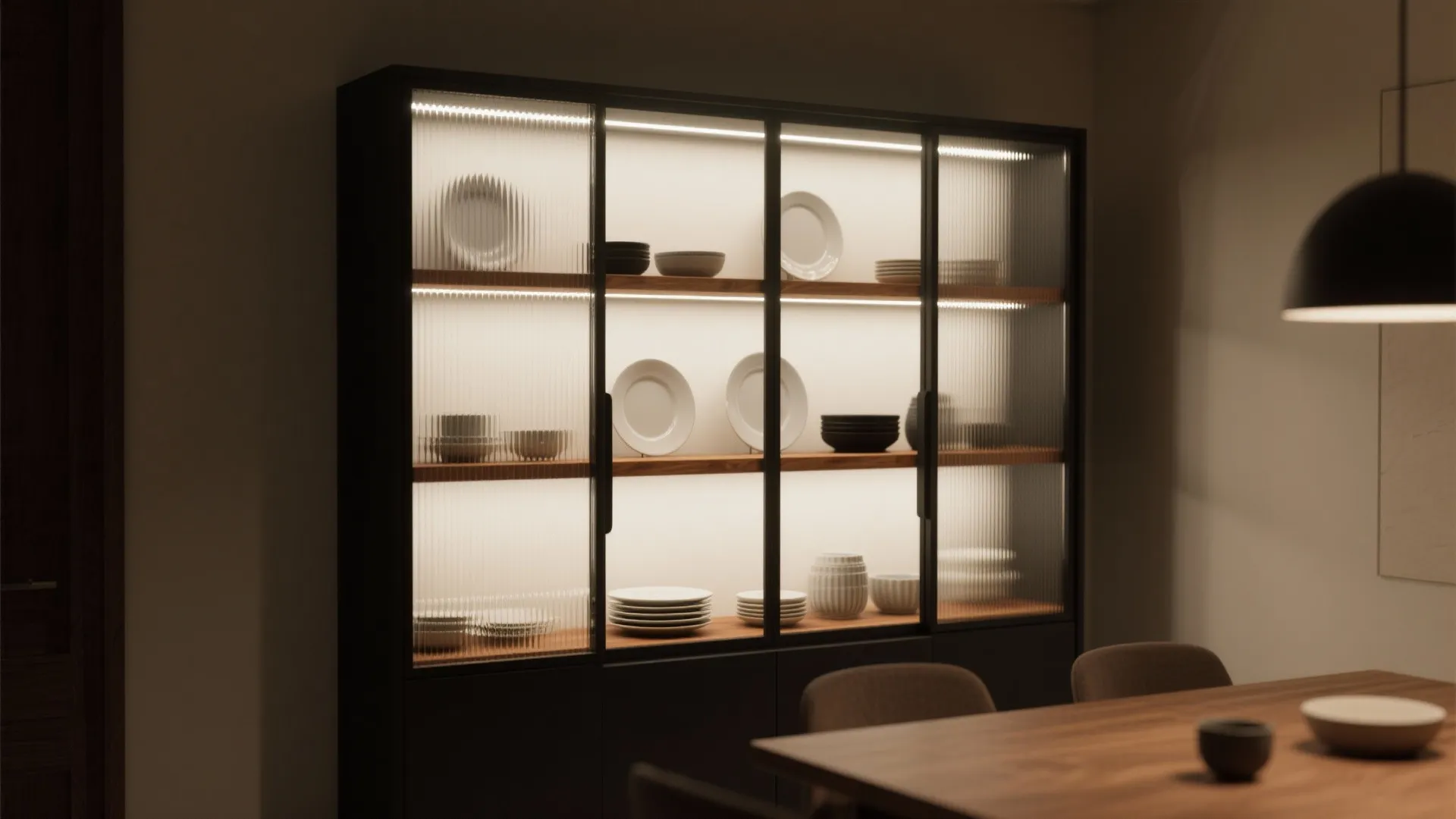 Fluted Glass Doors for Airy Display