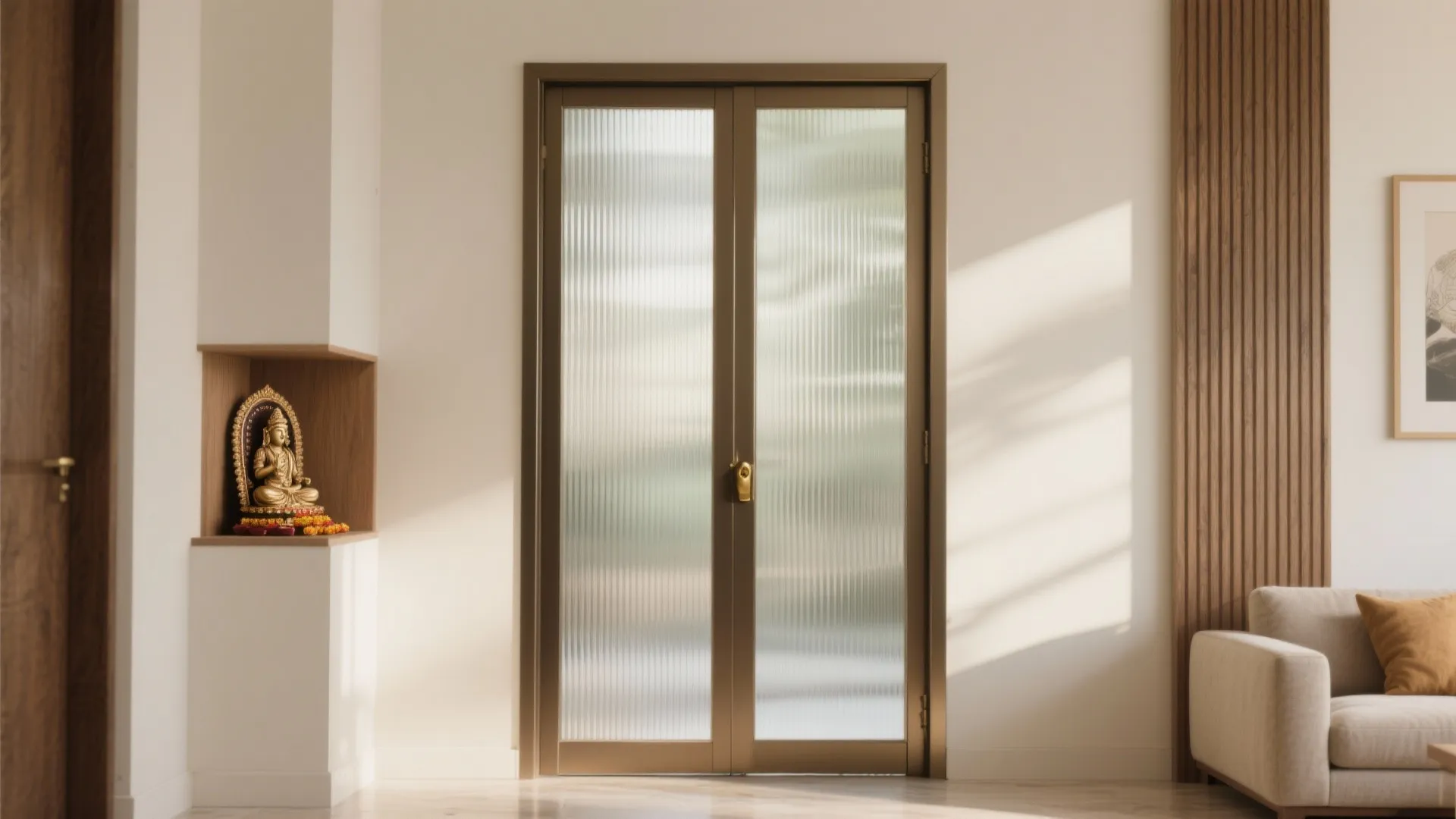 Minimalist Fluted Glass within Slim Metal Frames