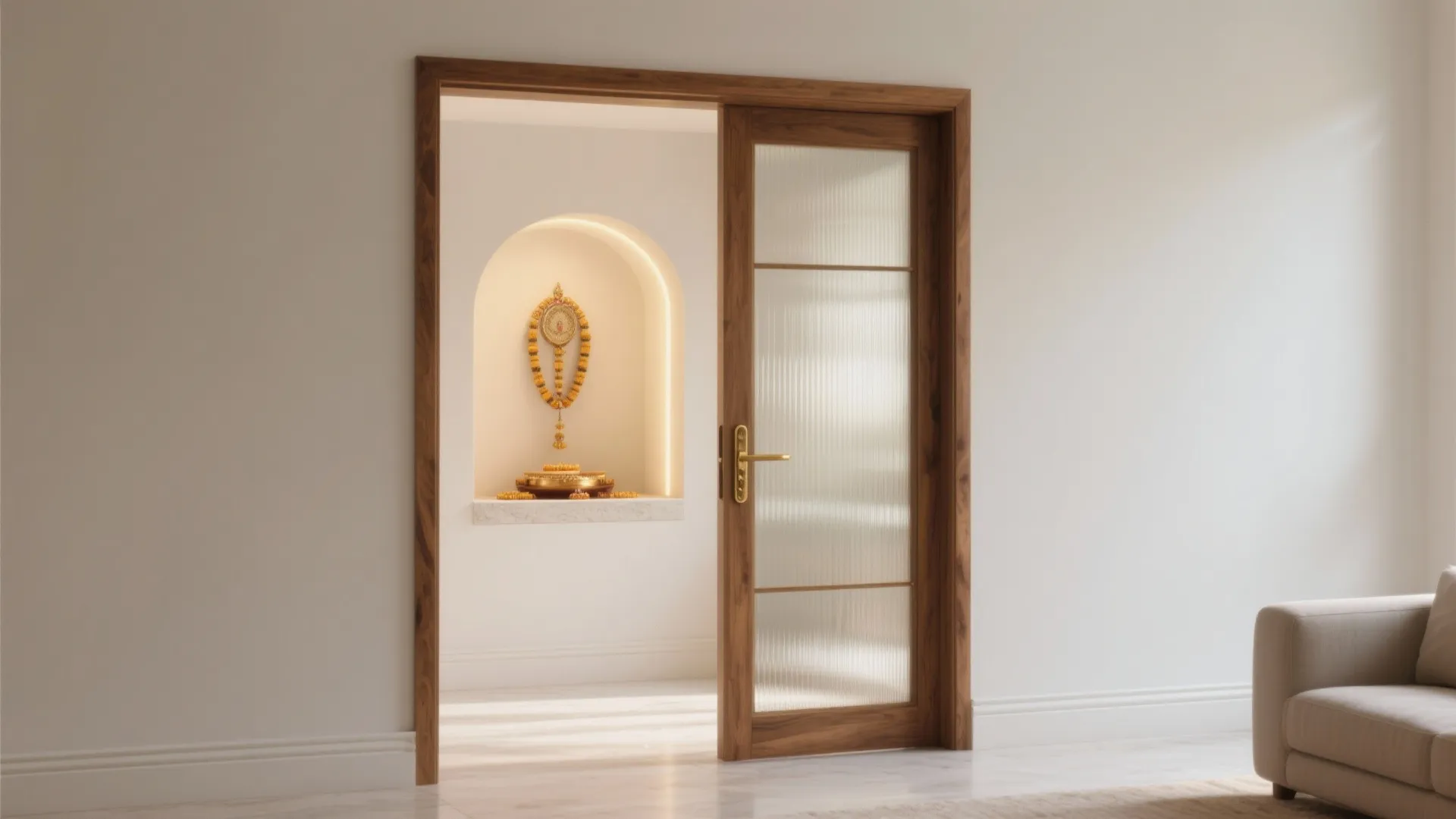 Frosted or Fluted Glass with Timber Frames