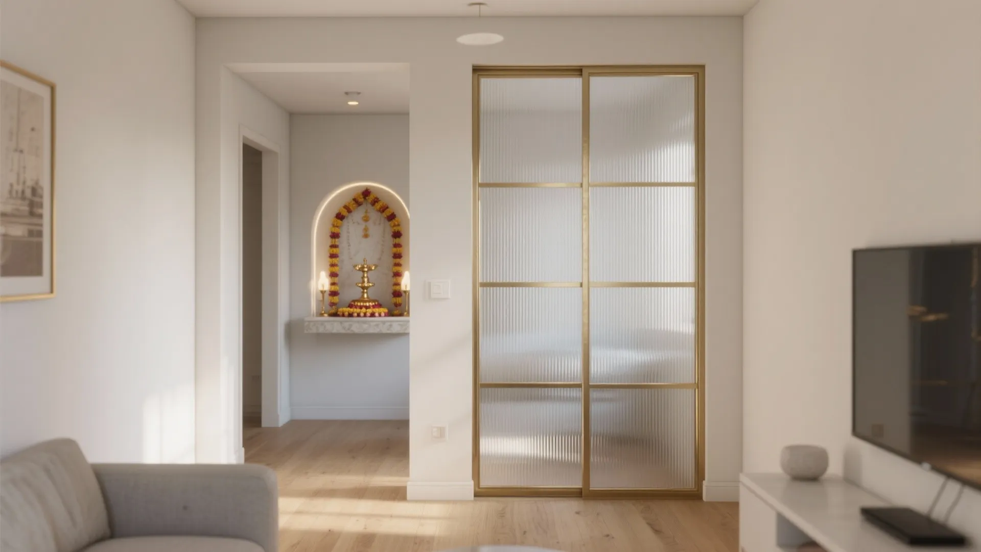 Fluted Glass + Brass: Soft Light, Strong Silence