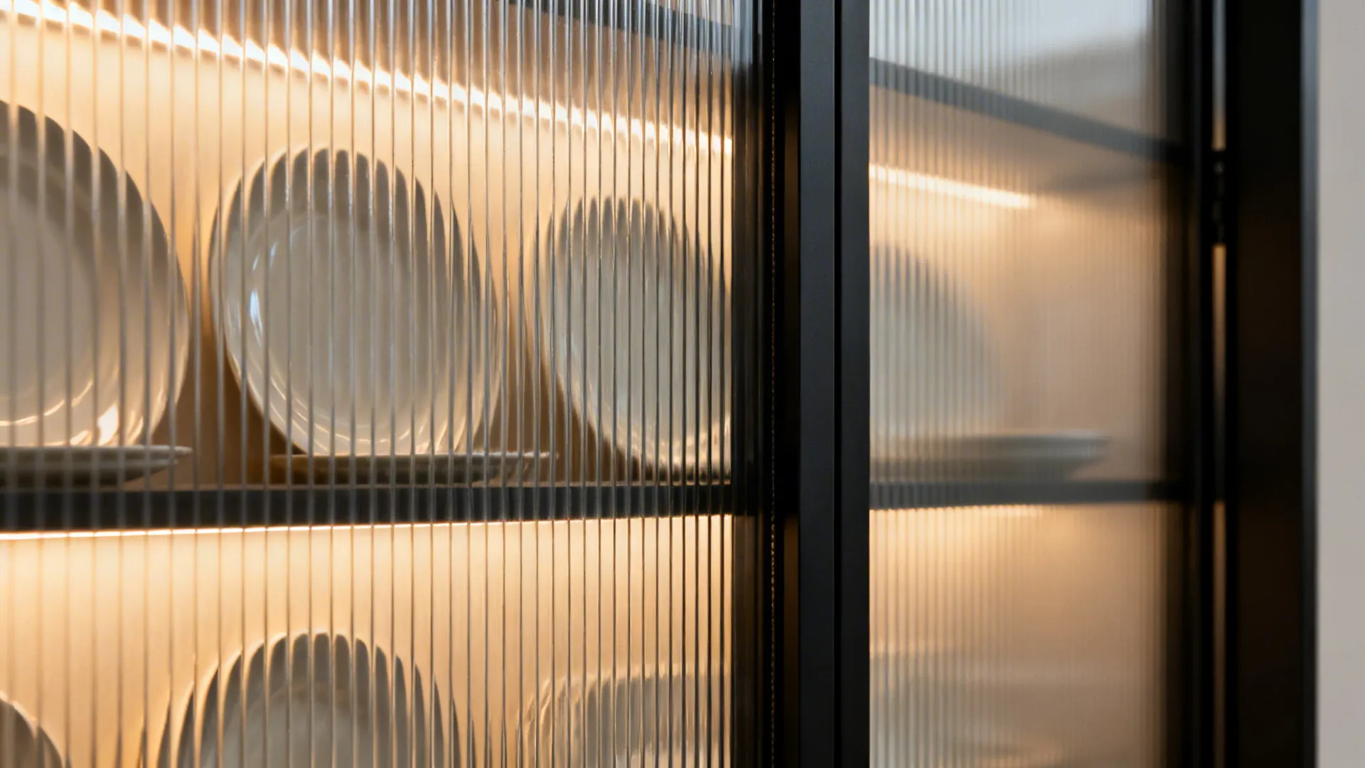 Ribbed or Fluted Glass Sliders to Hide Clutter, Show Silhouettes