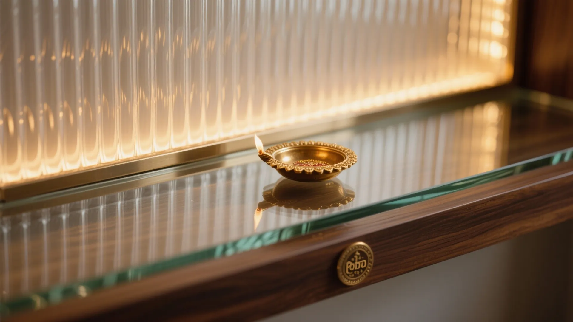 Wall-Mounted Mandir Niche with Backlit Panel