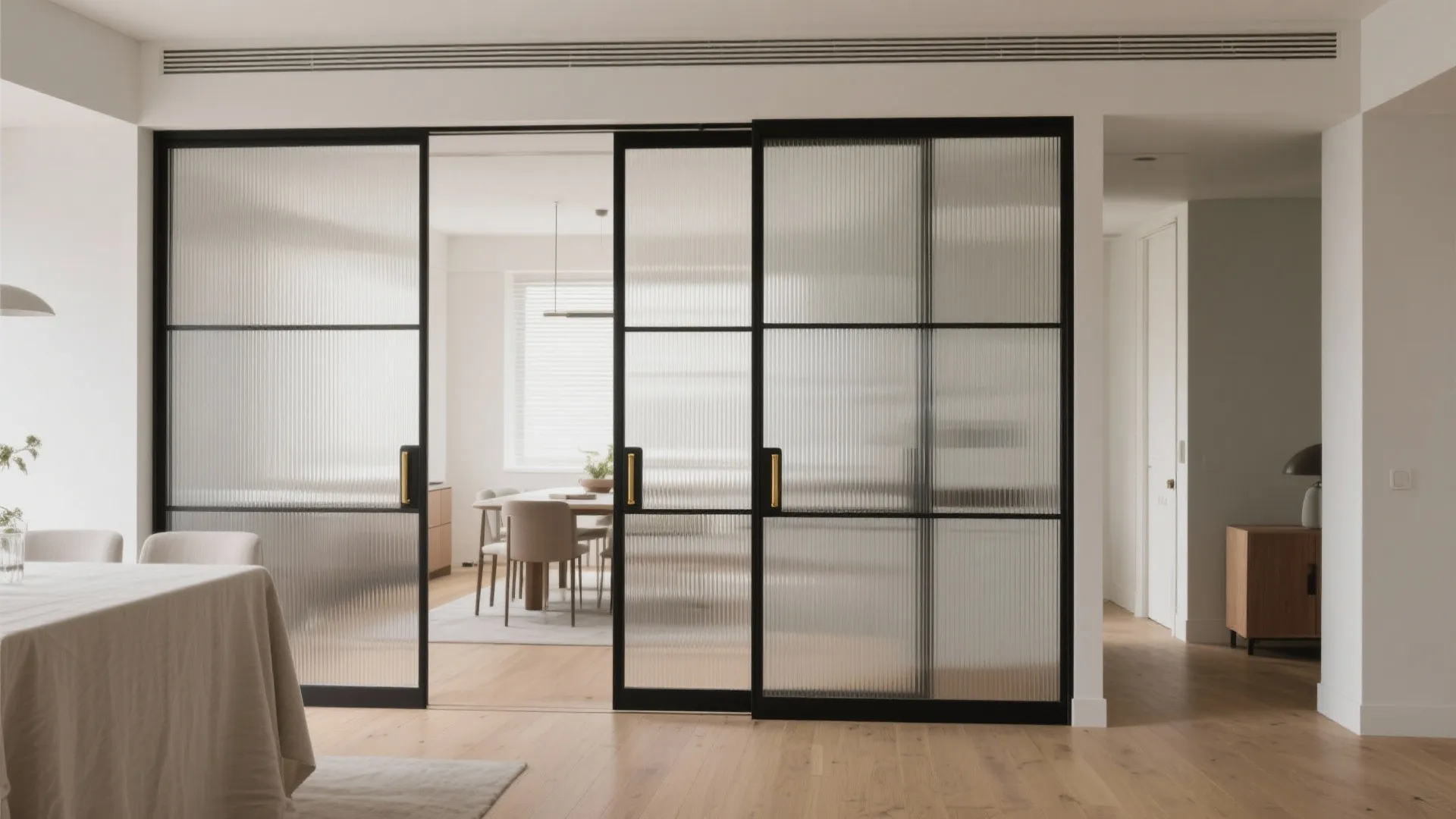 Framed Glass or Fluted Glass Sliding Panels