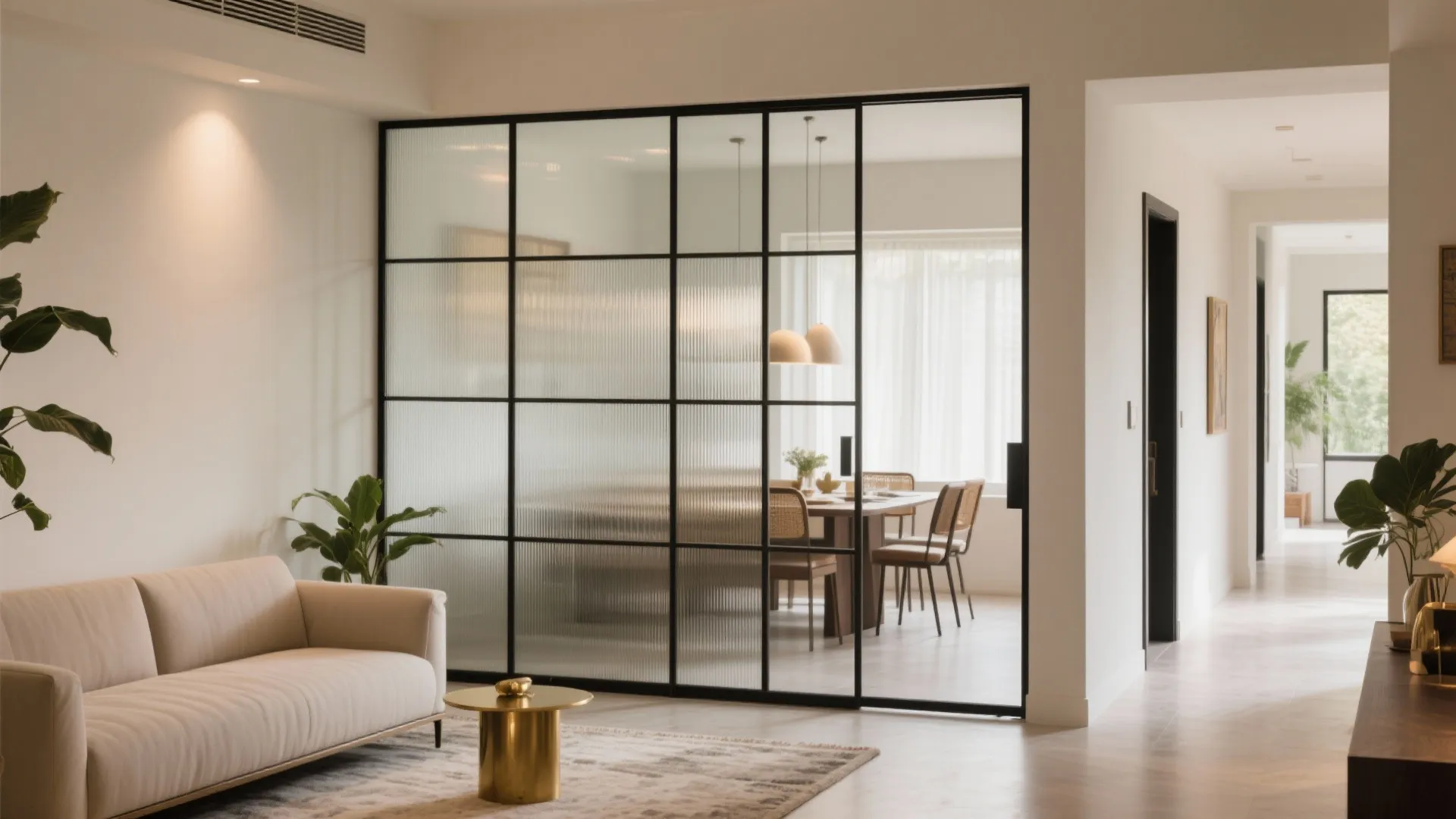 Airy partitions: glass, metal, and light