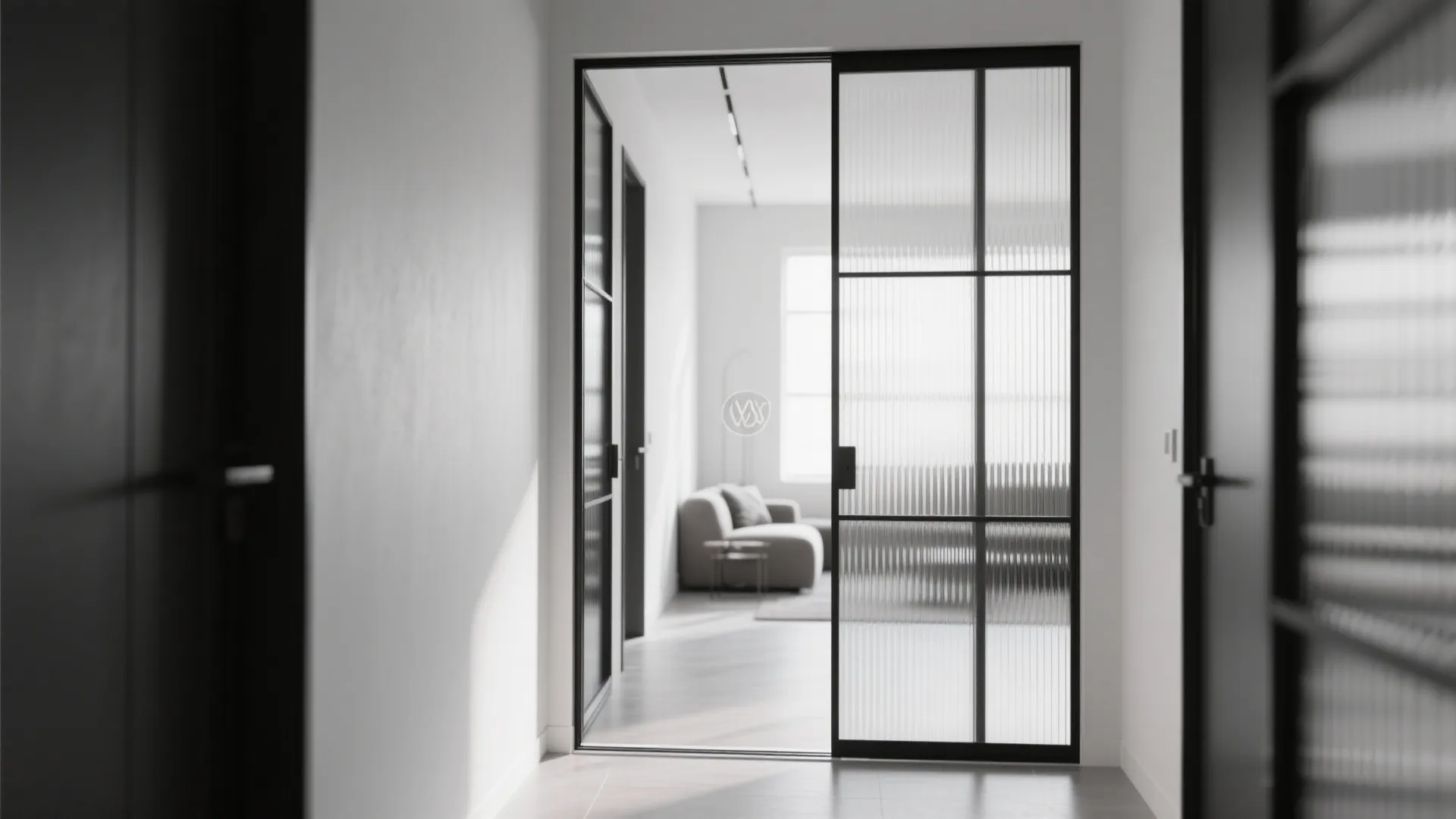 Glass partition to borrow light from the living room