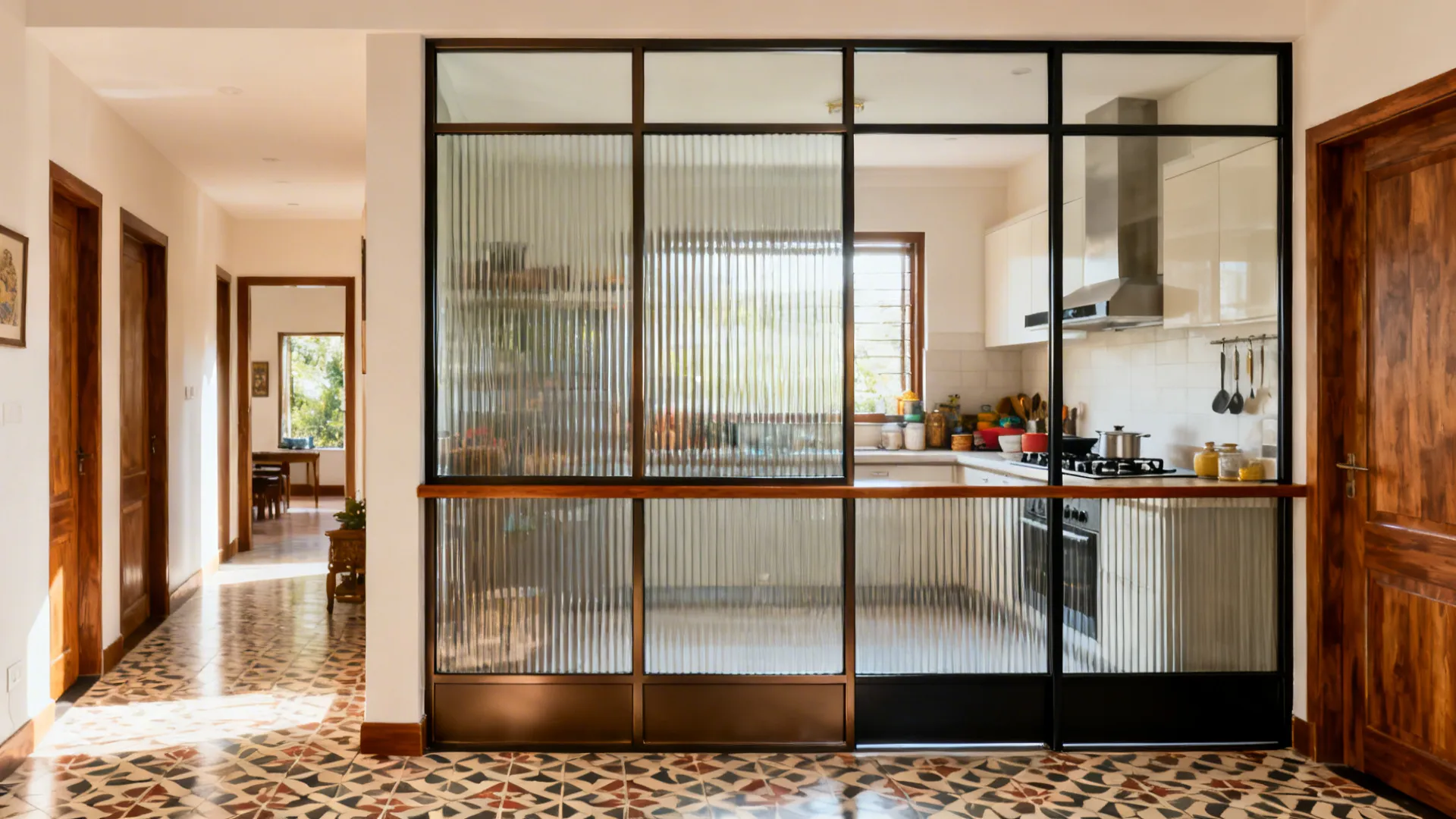 Ribbed or Fluted Glass Partition for Soft Separation