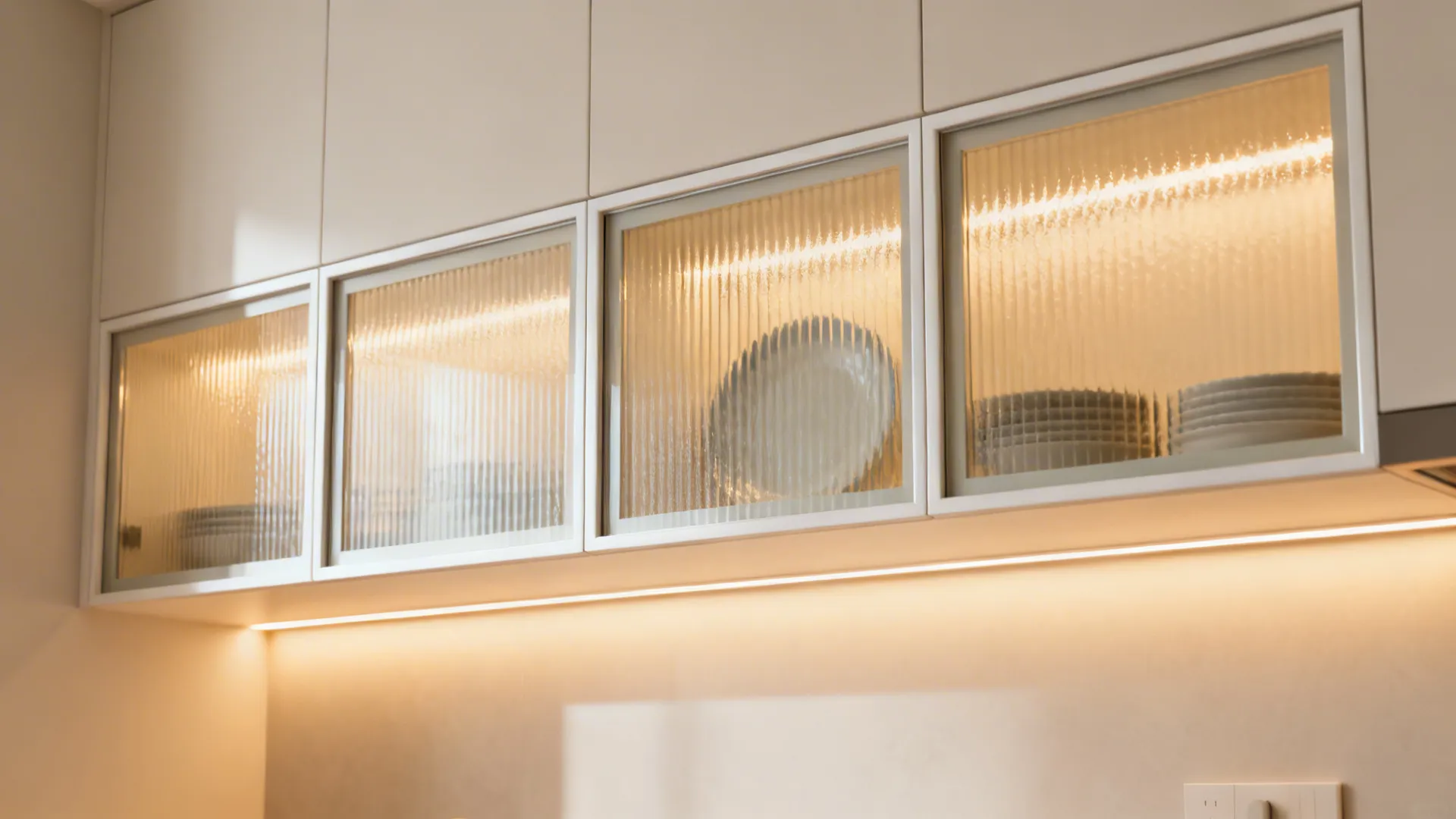 Glass and Fluted Inserts: Lightness Without Full Open Shelving