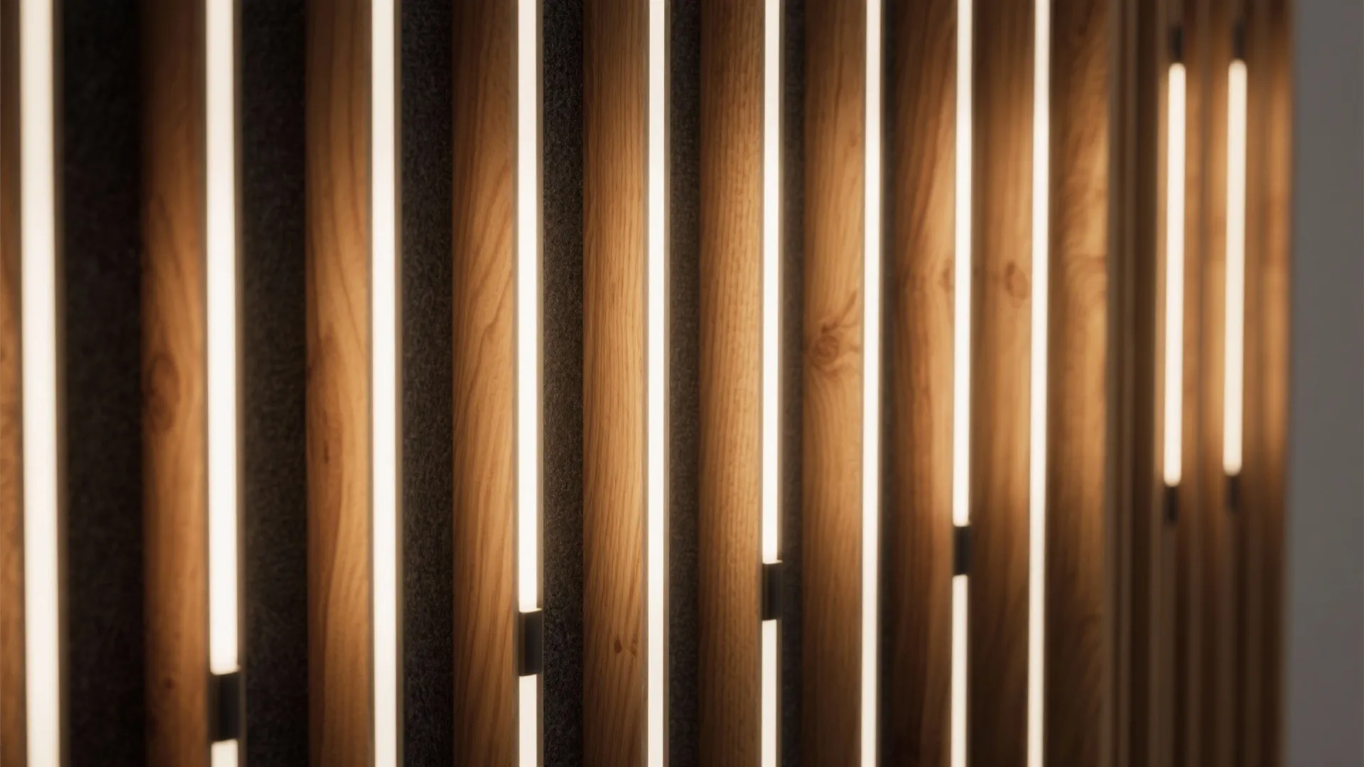 Fluted Wood Slats with LED Grazing